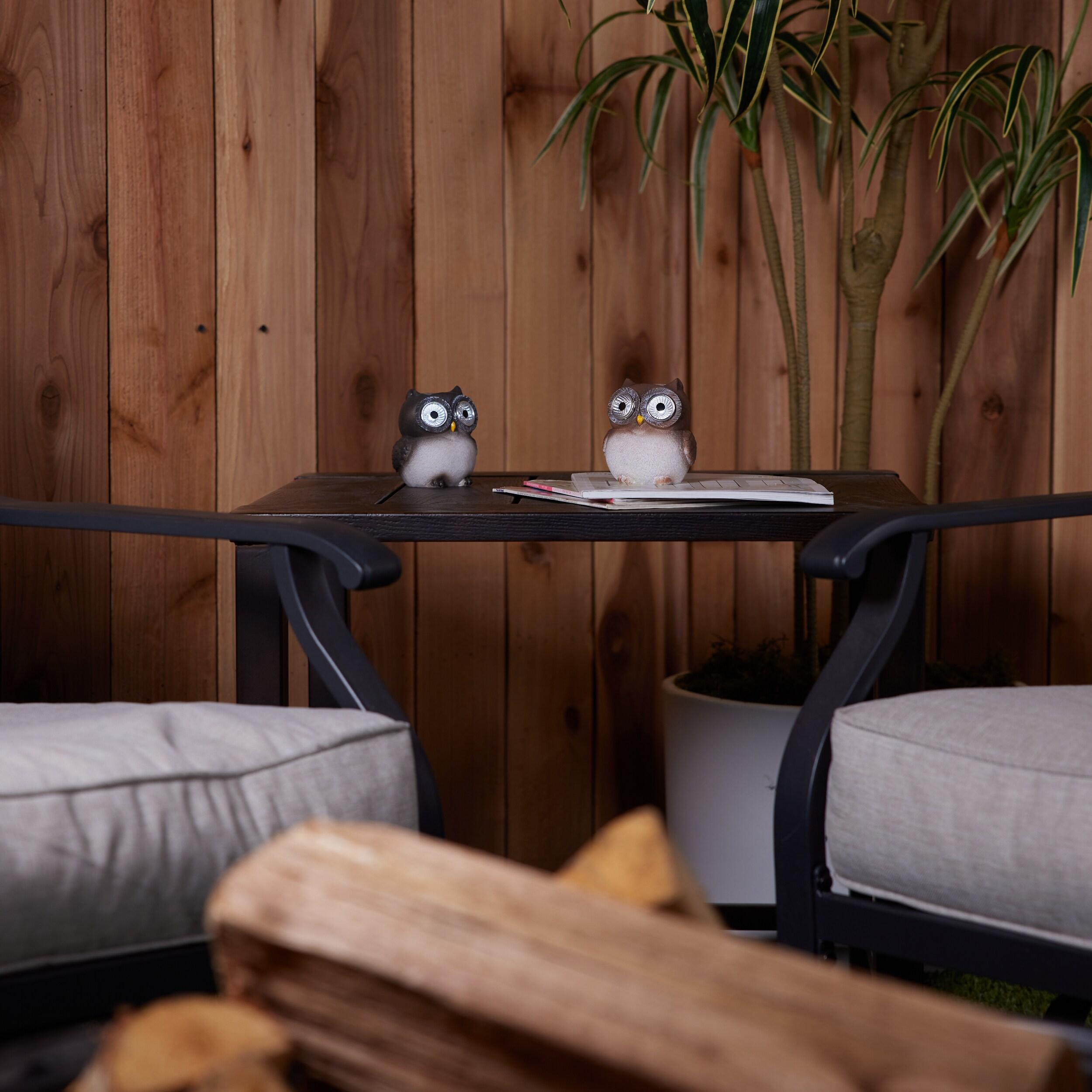 Nature Spring Outdoor Solar LED Light Owl Statues for Yard Decor - Set of 2