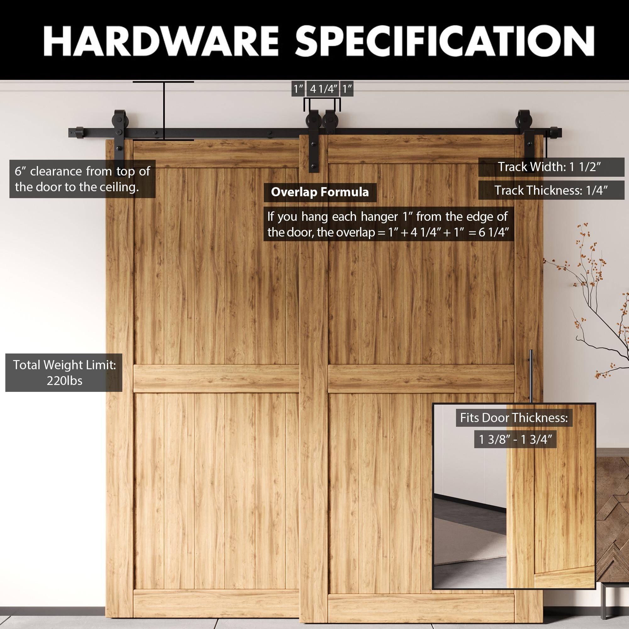 Homacer Black Rustic Single Track Bypass Sliding Barn Door Hardware Kit 6.6ft Black Rustic Carbon Steel Powder Coated Barn Door Hardware Kit
