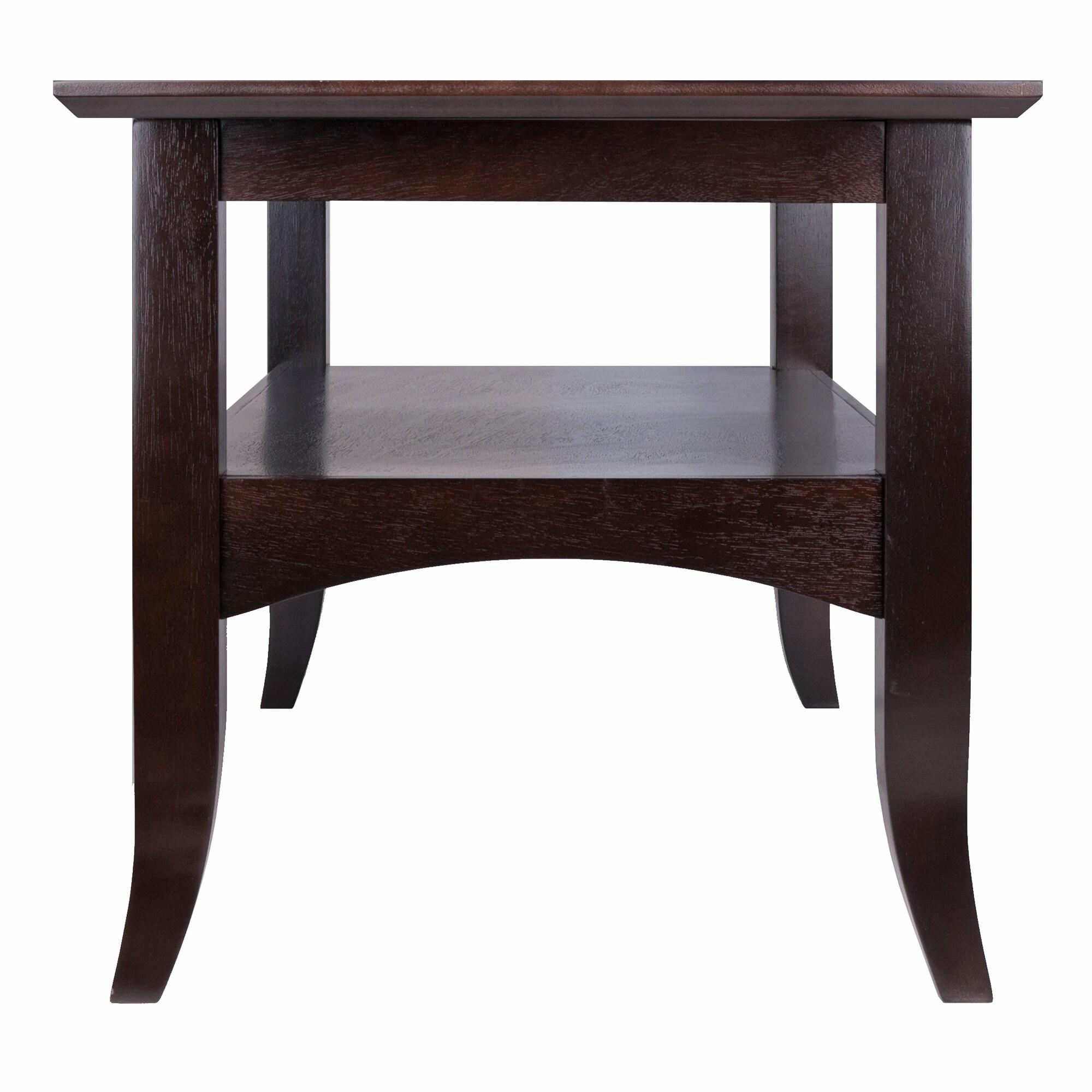 Camden Coffee Table Coffee - Winsome: Solid Wood, Flared Legs, Storage Shelf