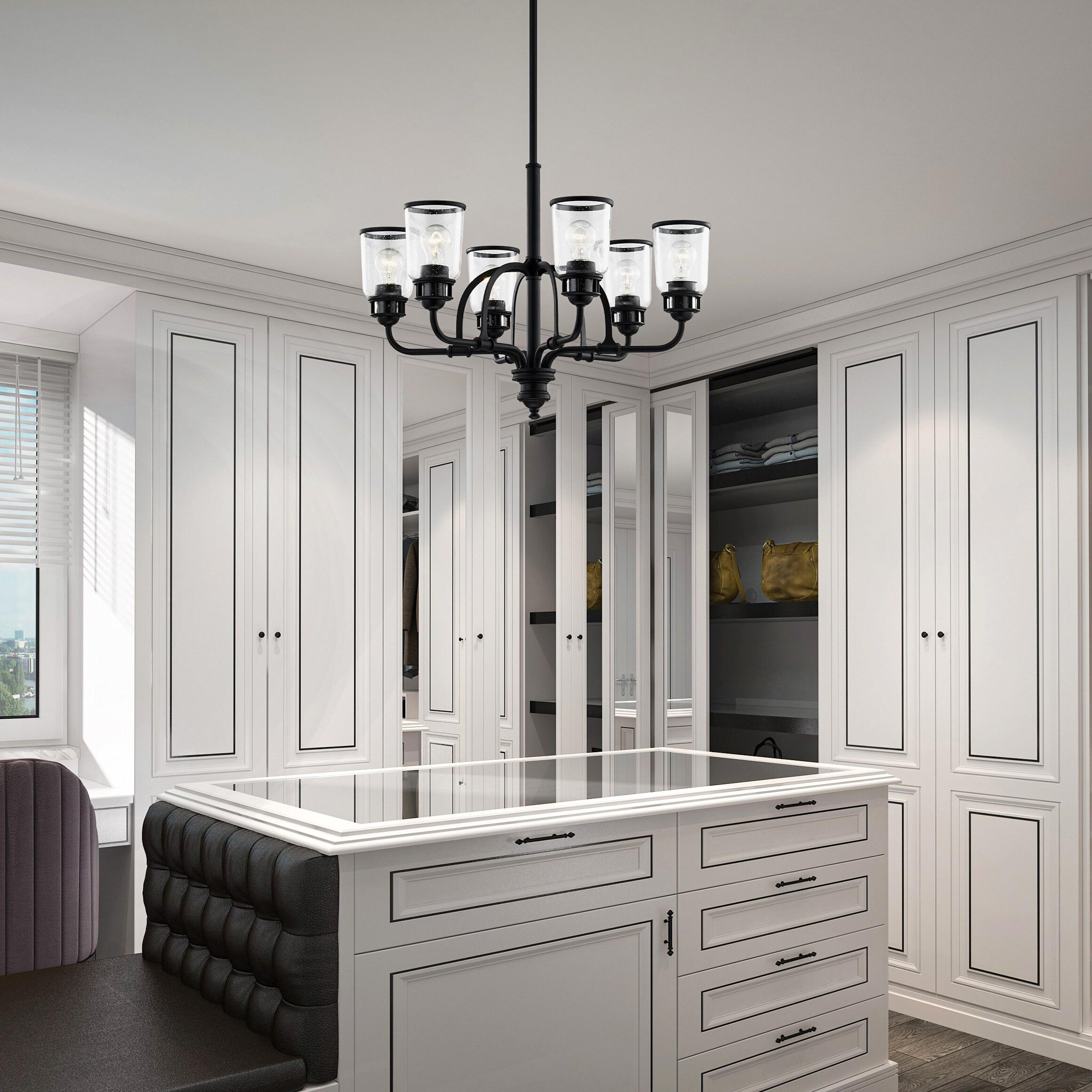 Livex Lighting Lawrenceville 6 -Light Matte Black Traditional For Use in Bathrooms, Bedrooms, Dining Rooms, Foyers, Kitchens, Living Rooms Chandelier