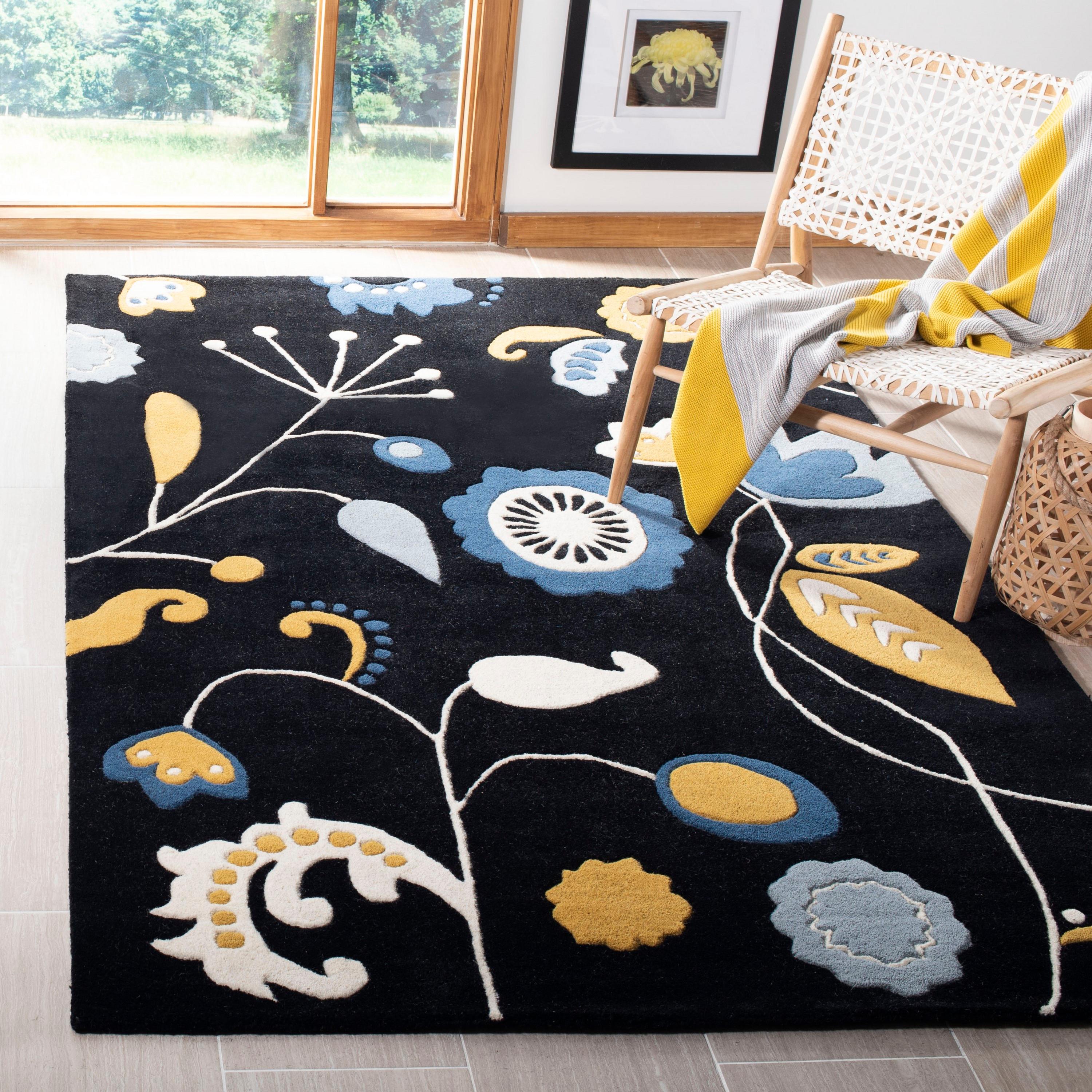 Soho SOH772 Hand Tufted Indoor Accent Rug - Black/Multi - 3'6"x5'6" - Safavieh.