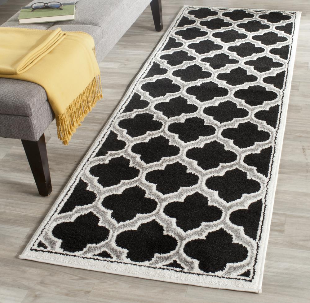 Amherst AMT412 Power Loomed Runner Rug - Anthracite/Ivory - 2'3"x7' - Safavieh.