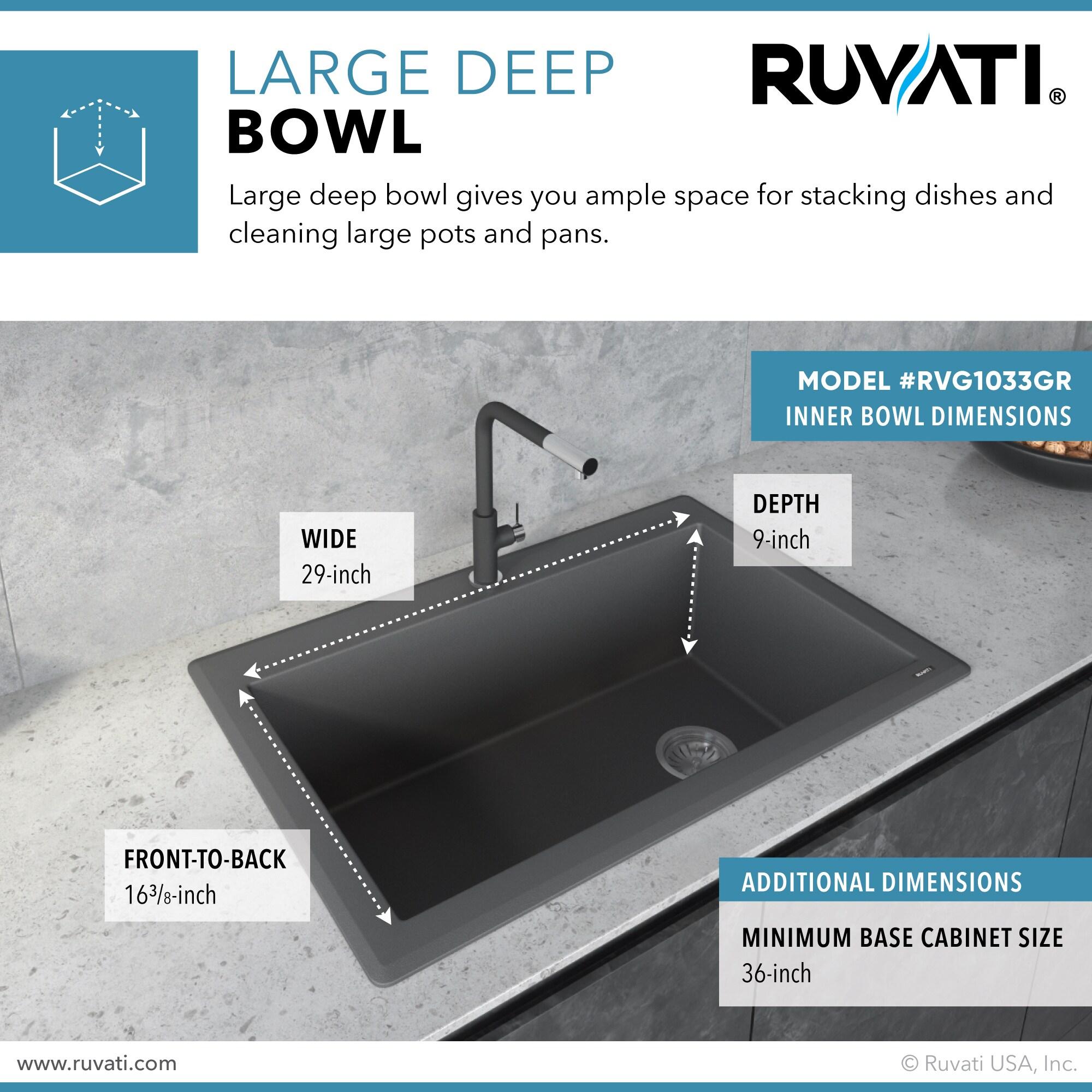 Ruvati 33 x 22 inch epiGranite Topmount Granite Composite Single Bowl Kitchen Sink