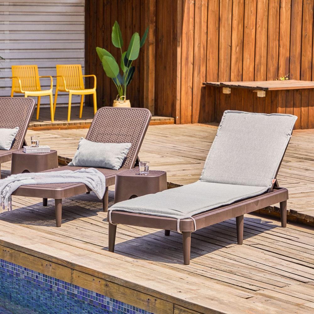 Tahiti Rattan Chaise Lounge - Gray - Lagoon