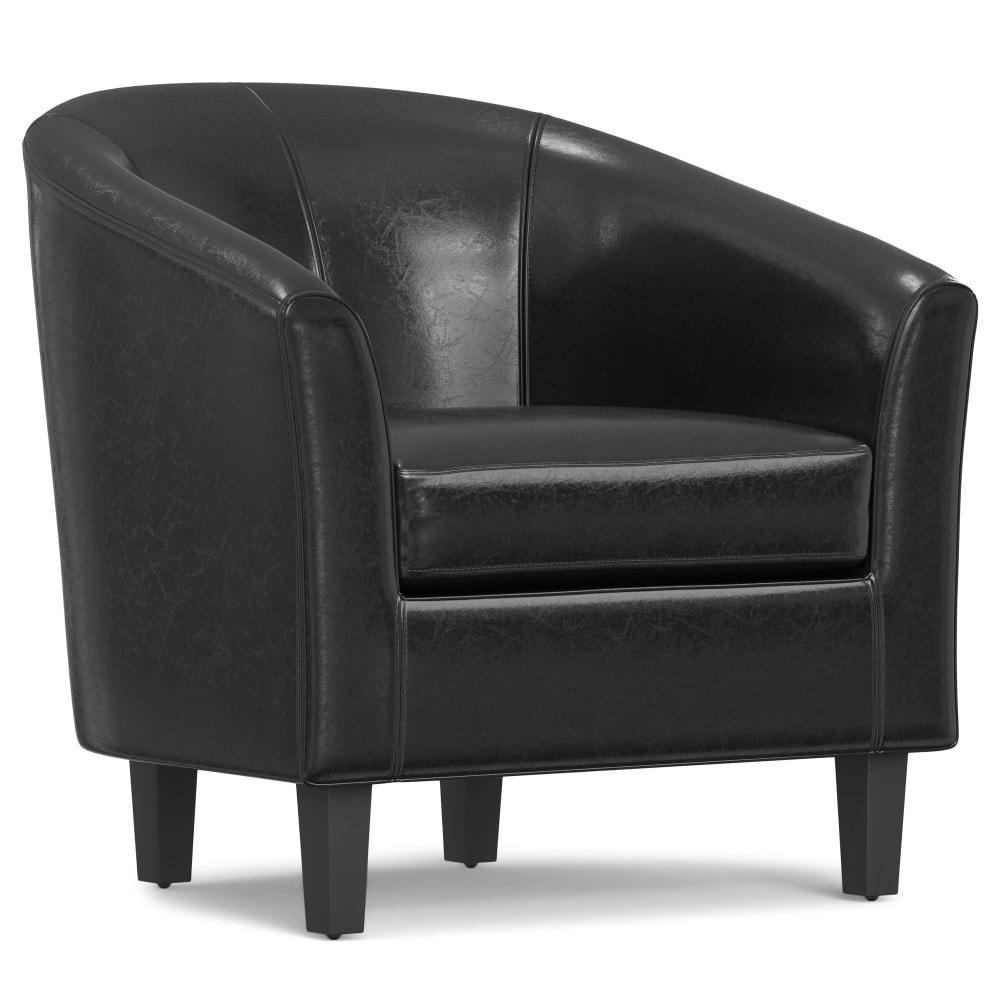 Simpli Home Austin 30"W Upholstered Vegan Faux Leather Contemporary Tub Accent Chair with High Arms and Deep Seat