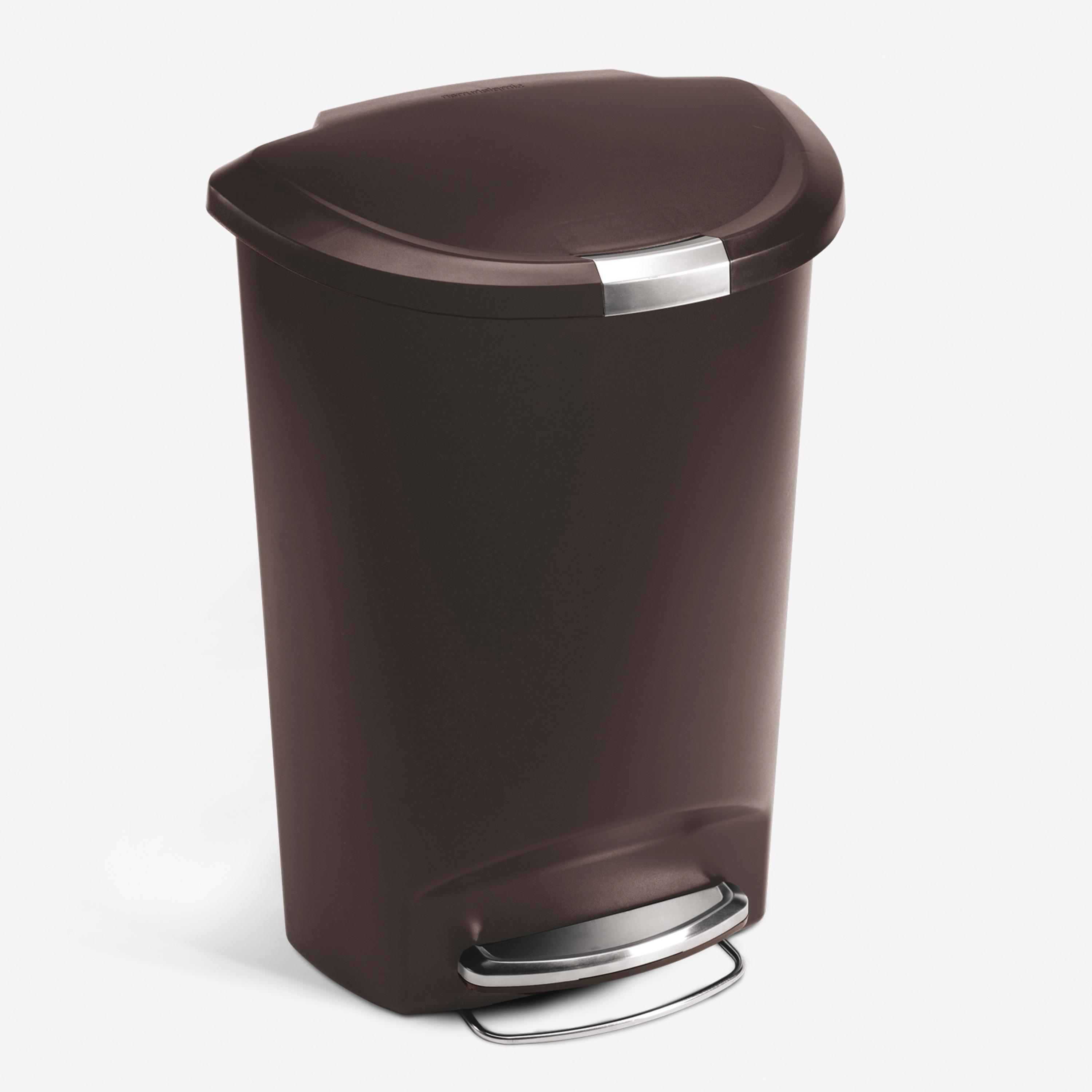 Simplehuman 50 Liter / 13 Gallon Semi-Round Kitchen Step Trash Can with Secure Slide Lock, Plastic