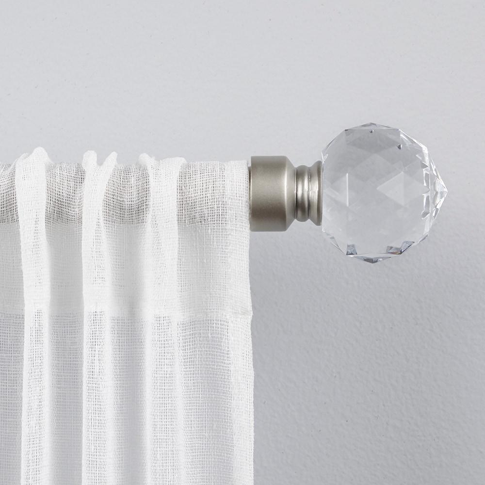 Exclusive Home 36"-72" Crystal Ball Curtain Rod - Matte Silver: Adjustable Iron Rod, 25 lb Capacity, Novelty Finial