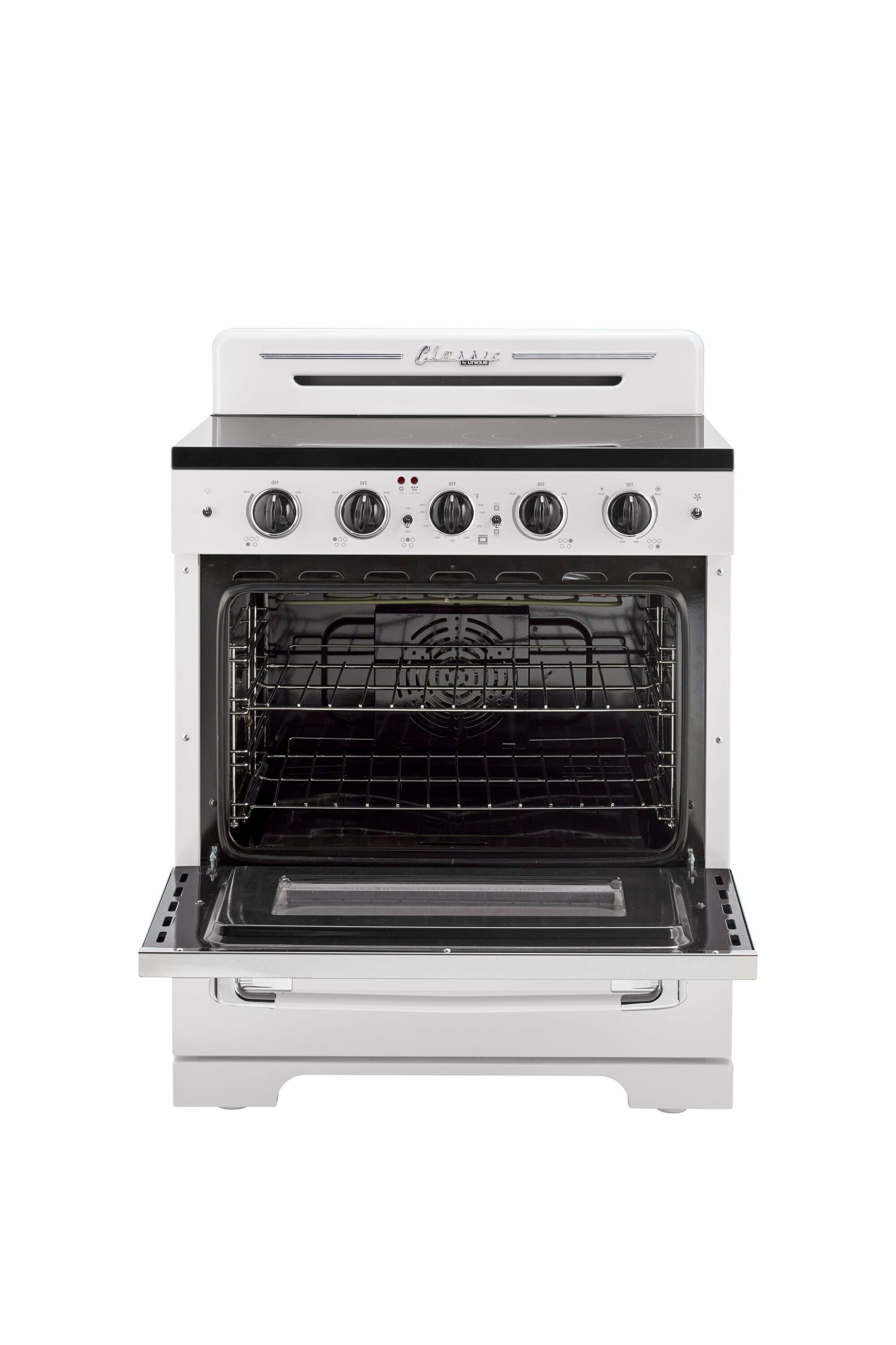 Unique Appliances Classic Retro 30" 5 Element 3.9 cu. ft. Freestanding Electric Glass Top Range with Convection Oven UGP-30CR EC W