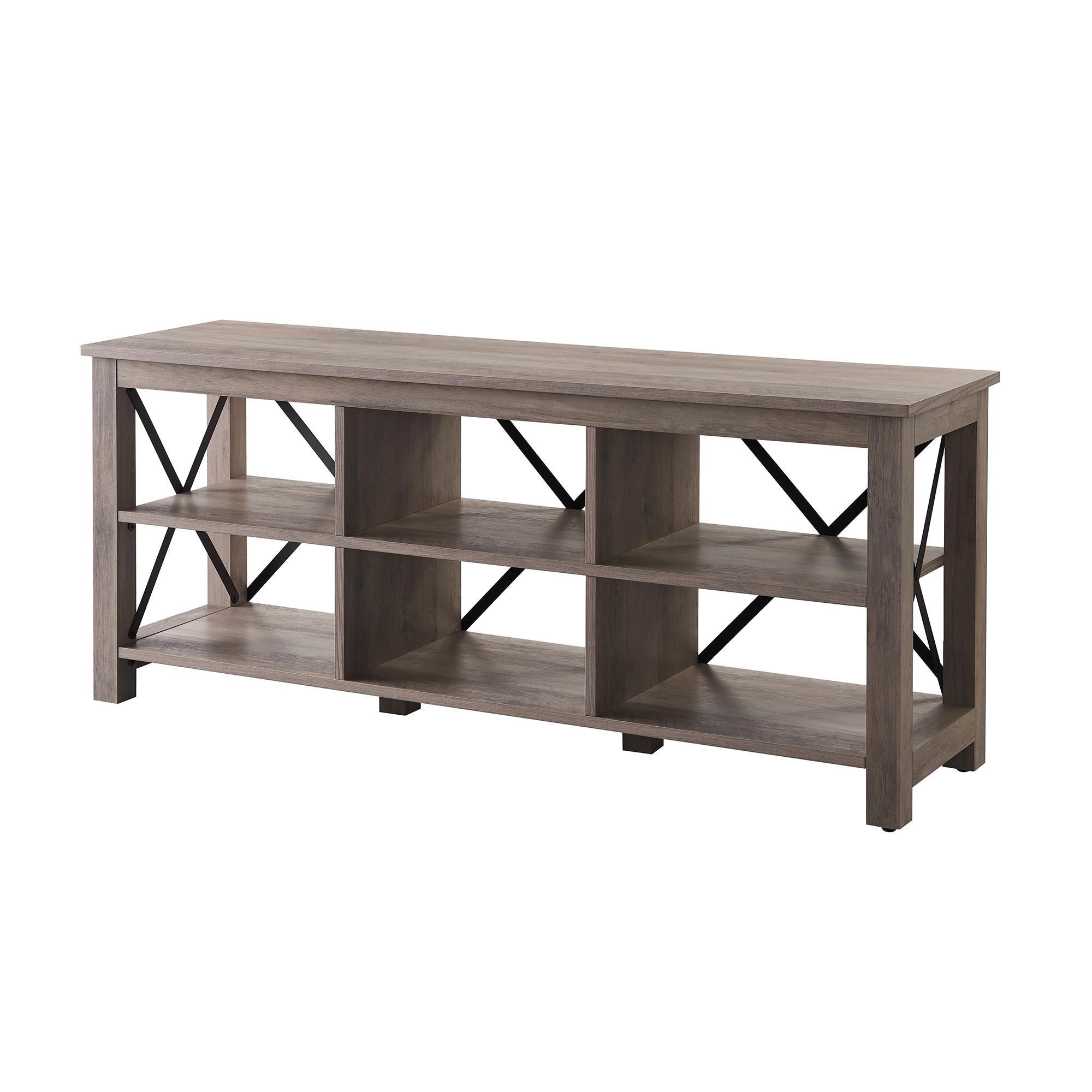 Evelyn&Zoe Sawyer Rectangular TV Stand for TV's up to 65", Gray Oak