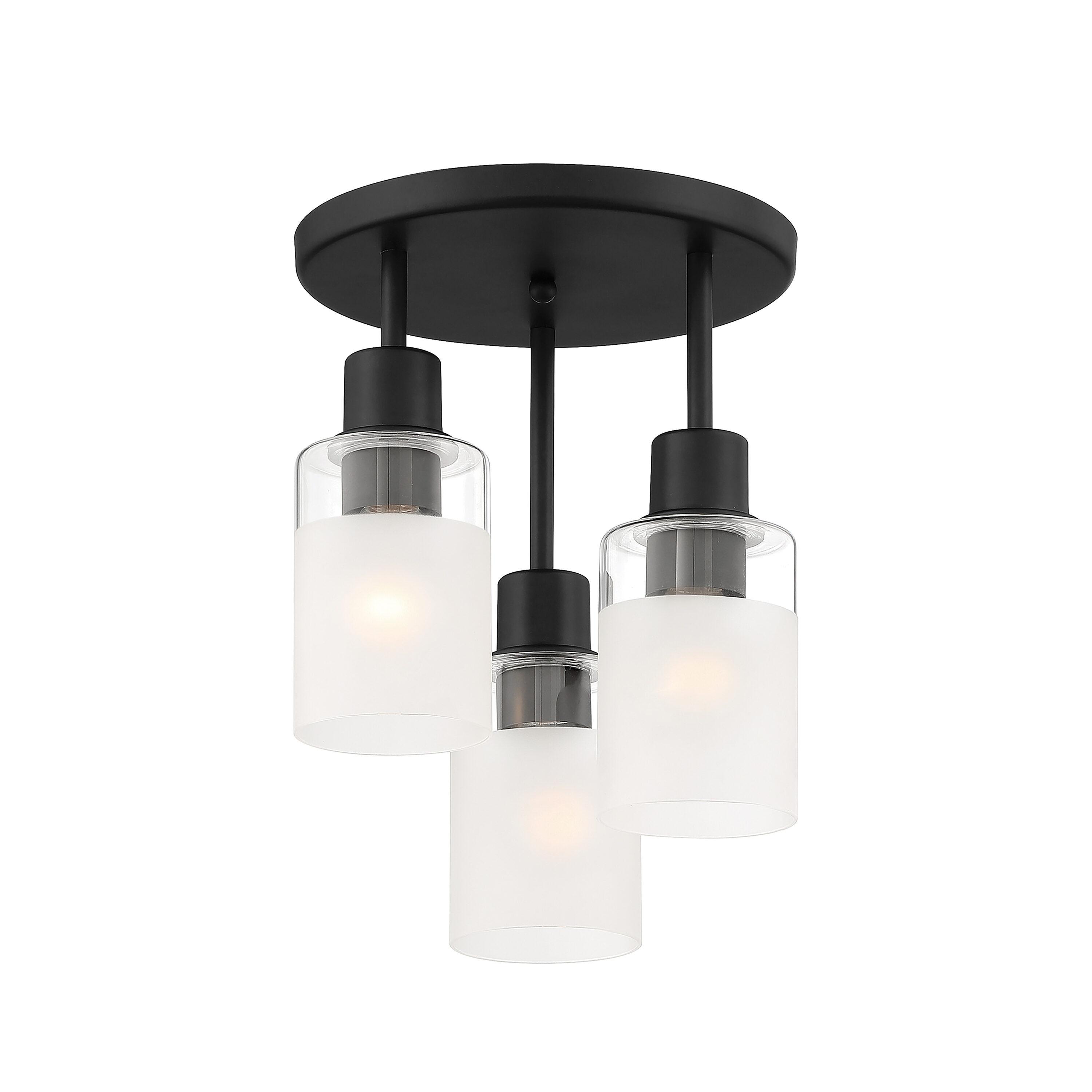 Designers Fountain Cedar Lane 3 Light Matte Black Semi-Flush Mount Ceiling Light, D236M-SF-MB