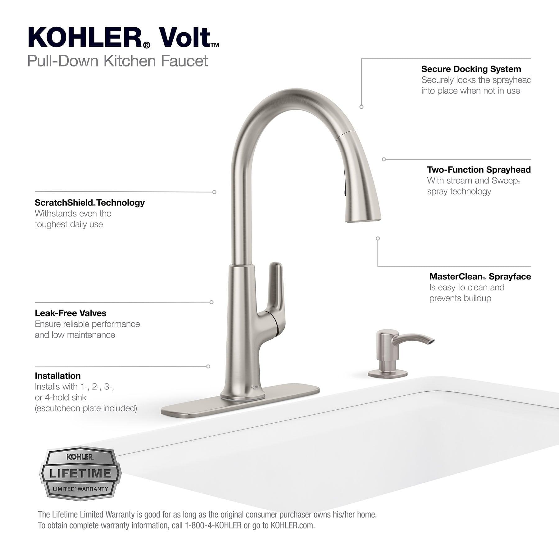 Volt Stainless Steel Pull-Down Kitchen Faucet with Soap Dispenser