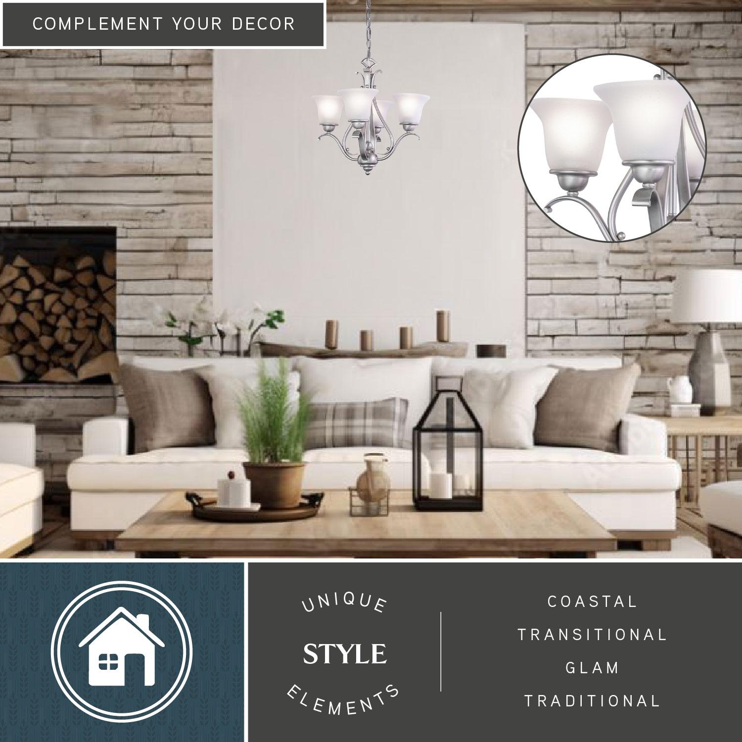 Vaxcel Monrovia 4 - Light Chandelier in  Brushed Nickel