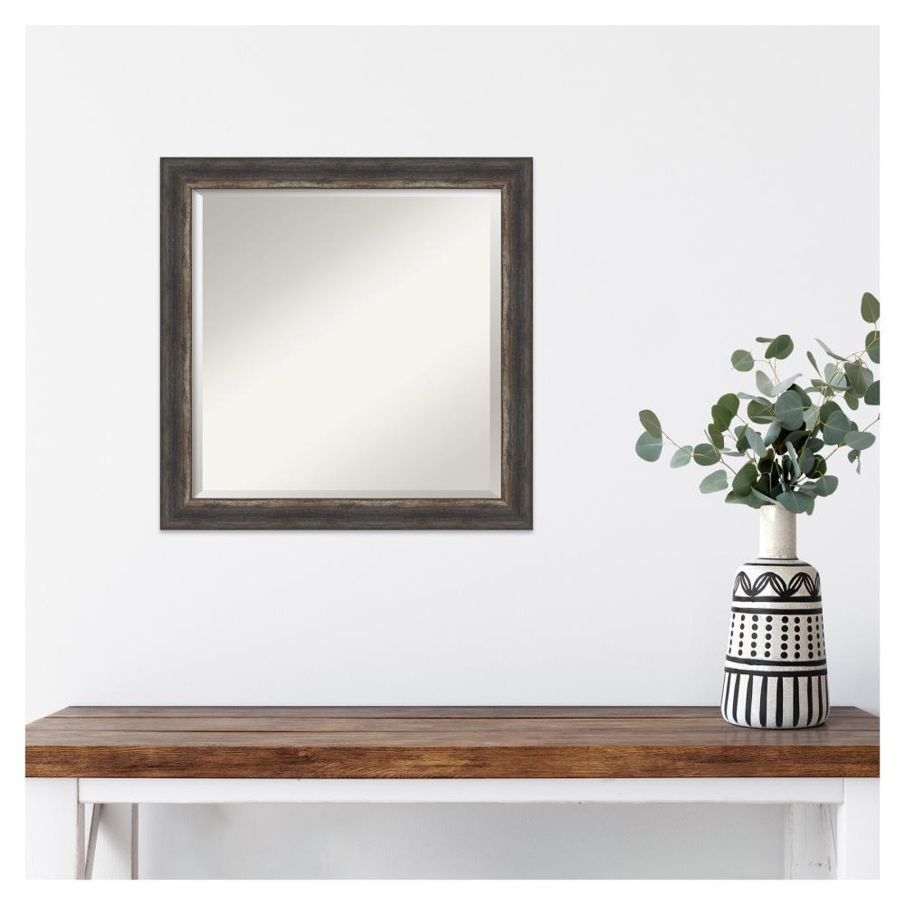 Bronze Bark Texture Rectangular Wood Vanity Mirror 30x30