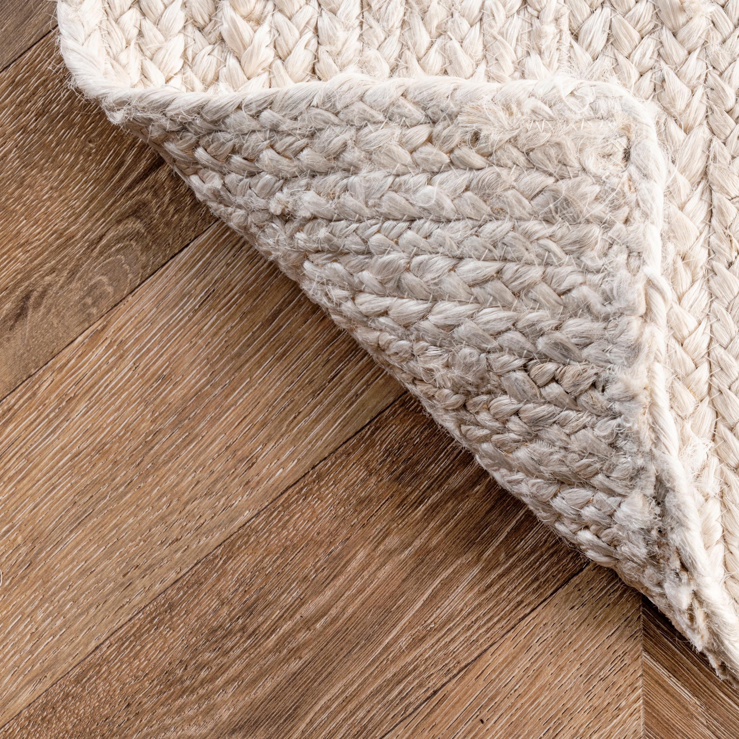 2'6"x12' Runner Hand Woven Rigo Jute Area Rug Off White - nuLOOM: Farmhouse Style, Solid Pattern, Low Pile
