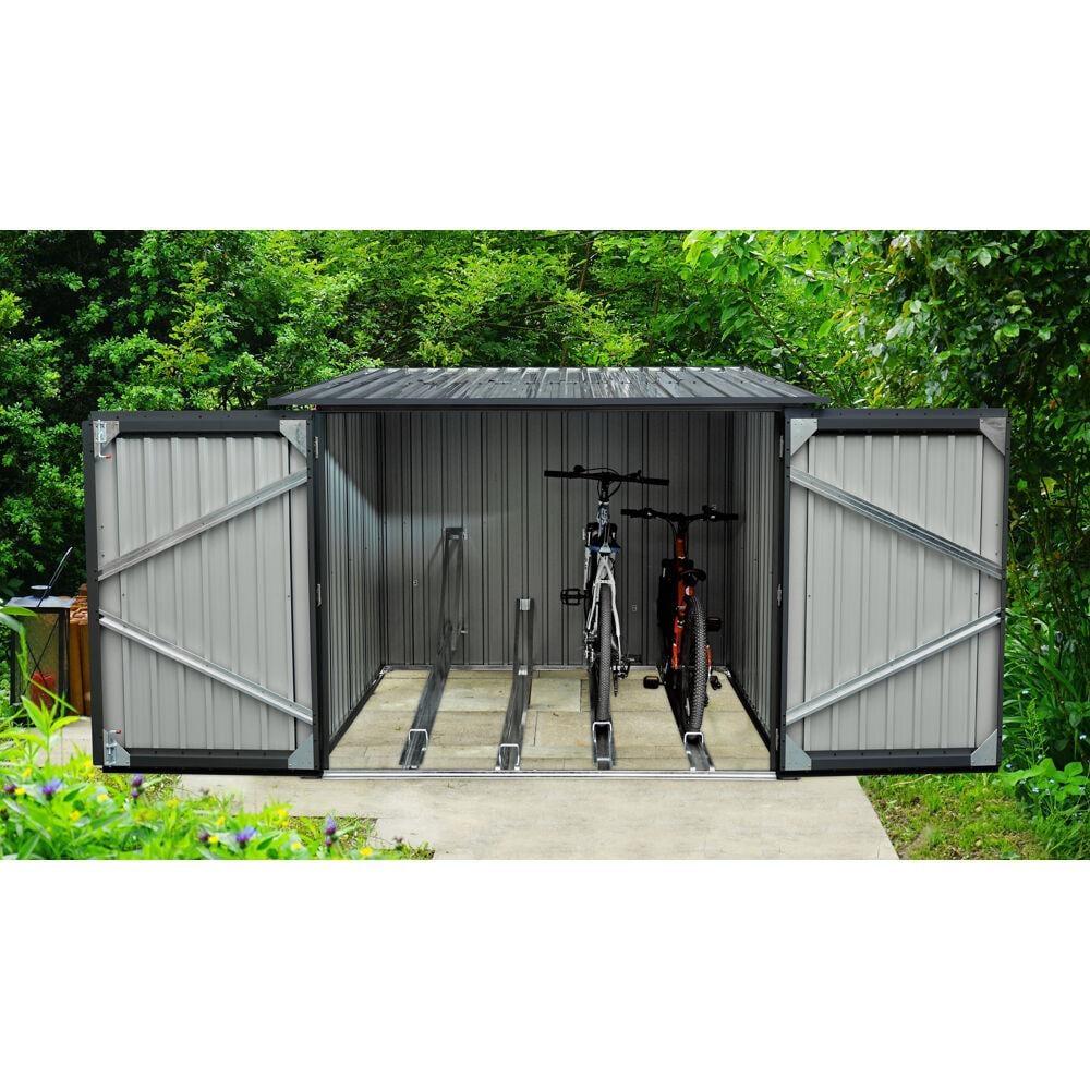 Hanover 6 ft. 9 in. W x 6 ft. 8 in. D Metal Horizontal Bike Shed