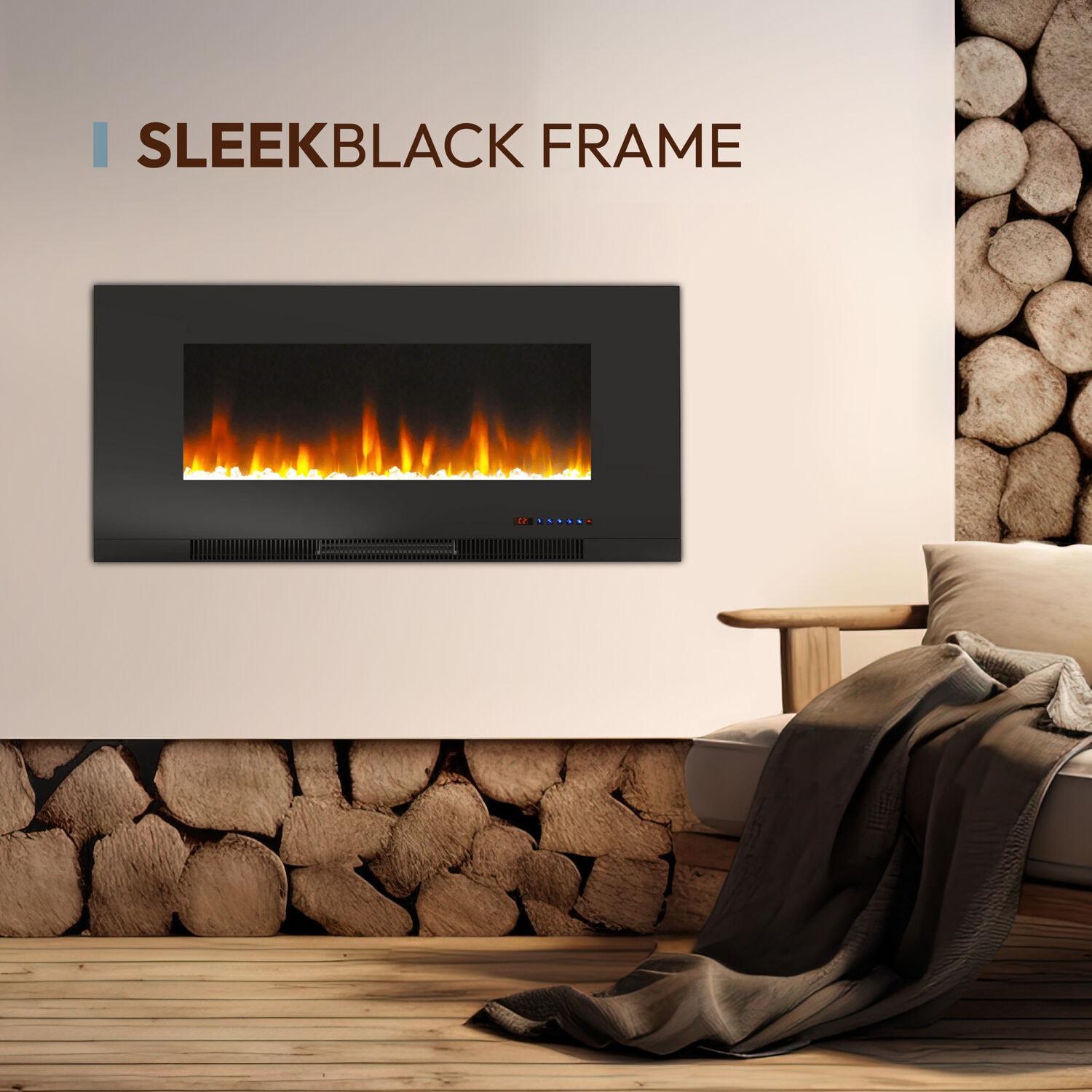 Cambridge Cambridge Wall Mount Electric Fireplace Heater with Remote Control for Indoor Use in Living Room, Bedroom, Home Office