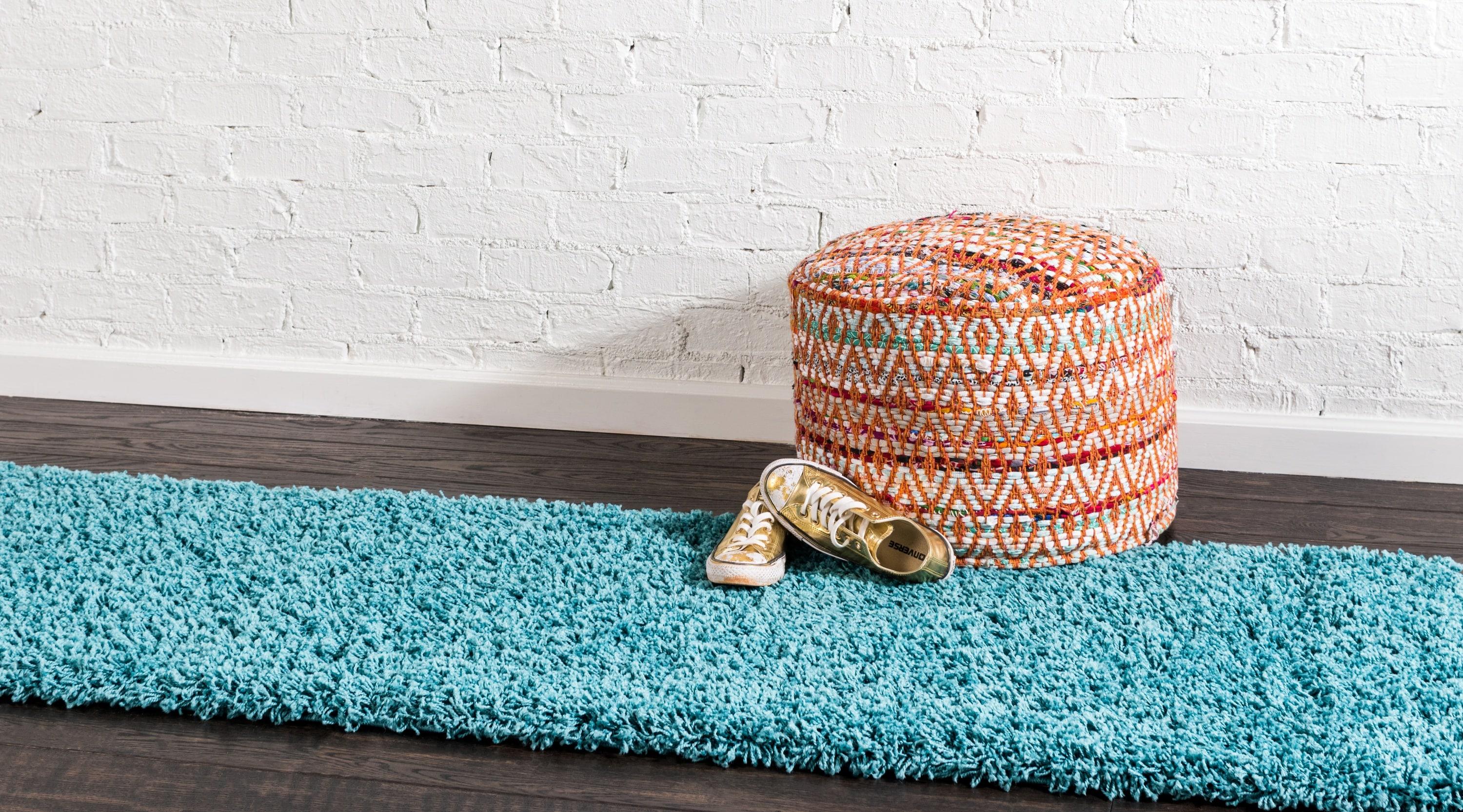 Unique Loom 2' 2 x 6' 7 Solid Shag Deep Aqua Blue Area Rug