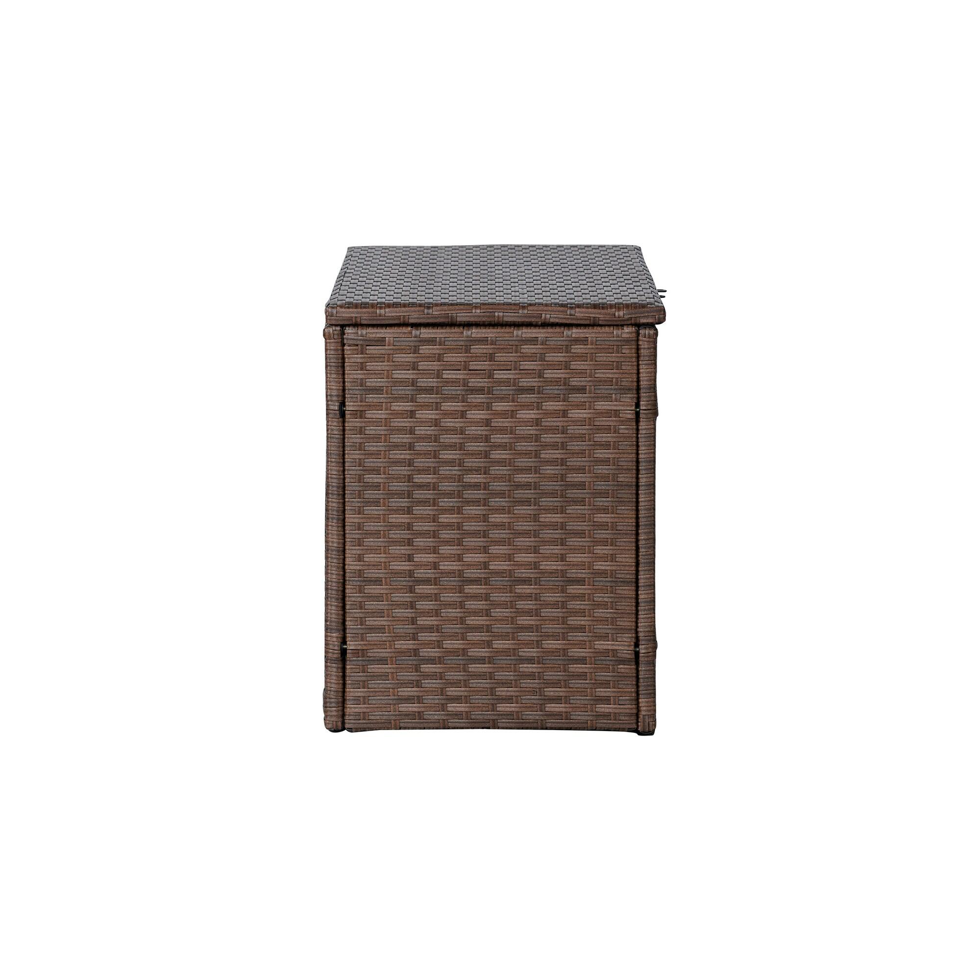 happimess Nino Modern Minimalist Outdoor Faux Wicker Deck and Patio Storage Box