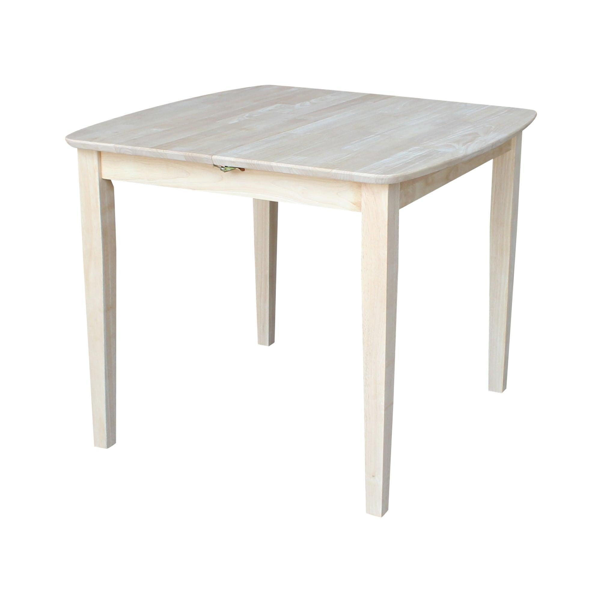 30" Extendable Dining Table with Butterflyand Shaker Styled Legs Unfinished - International Concepts: Solid Wood, Seats 6