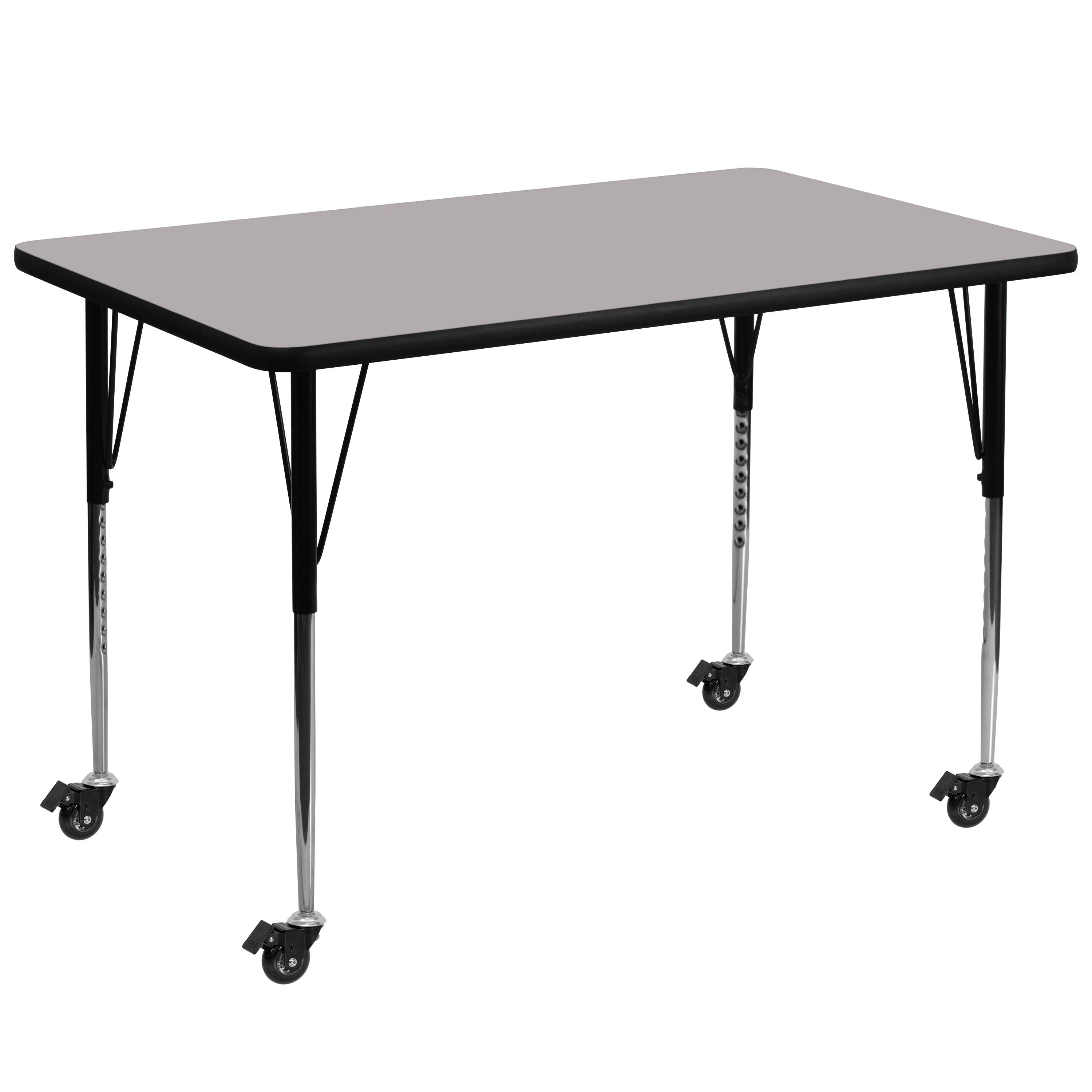 Flash Furniture Goddard Mobile 24''W x 48''L Rectangular HP Laminate Activity Table - Adjustable Legs