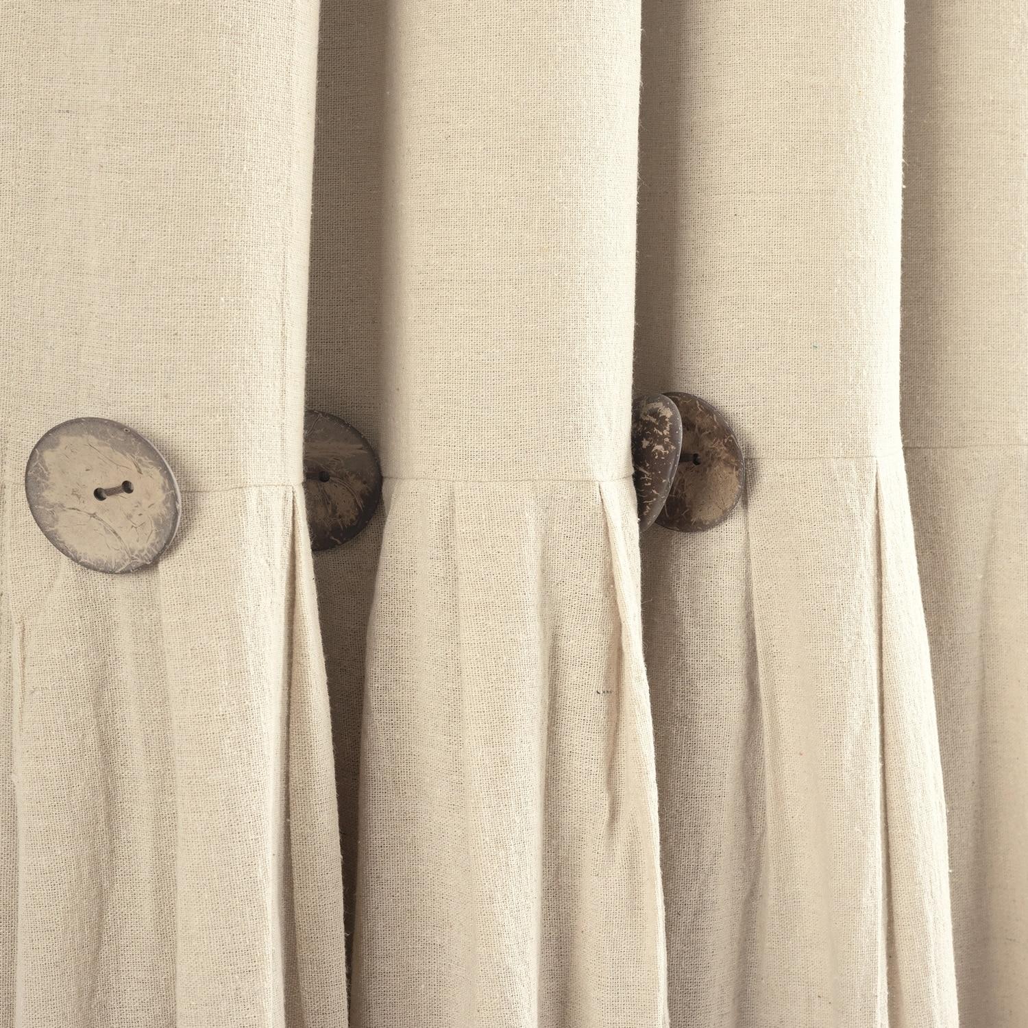 Linen Button Cotton Blend Blackout Curtain Panel