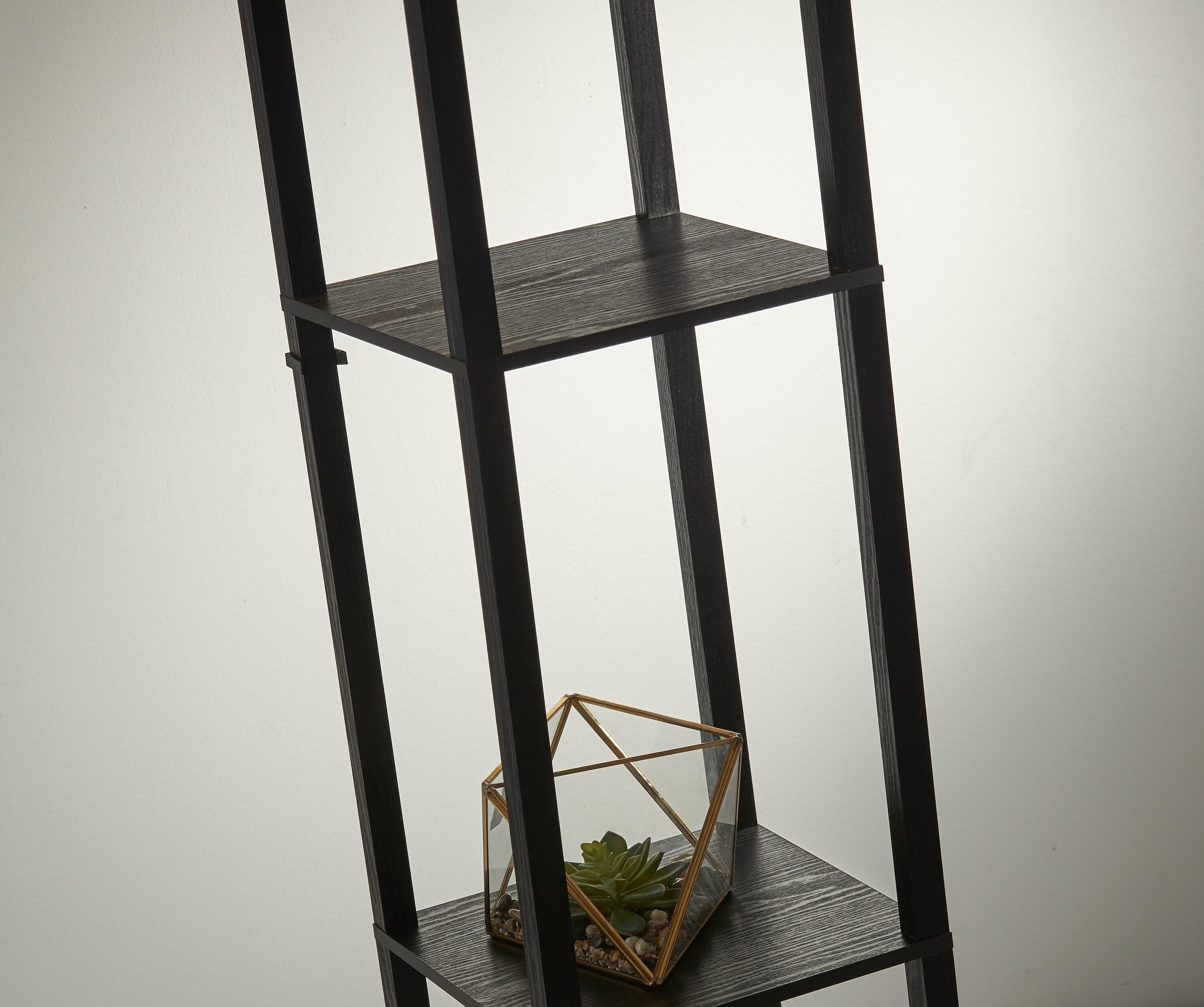 63" Wright Shelf Floor Lamp - Adesso: Black Walnut, Pull Chain, Storage Display