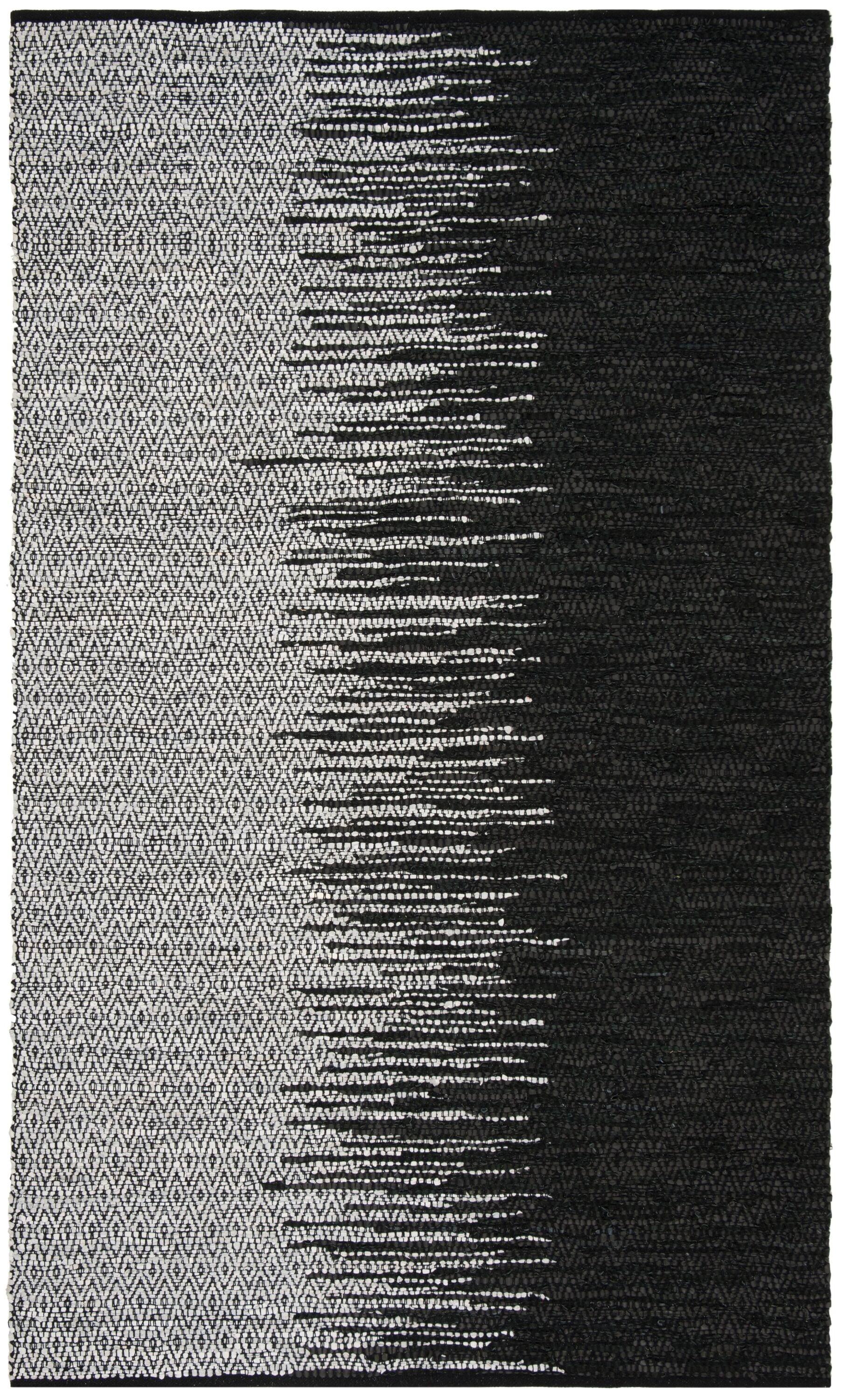 Vintage Leather VTL388 Hand Woven Indoor Area Rug - Light Grey/Black - 6'x9' - Safavieh