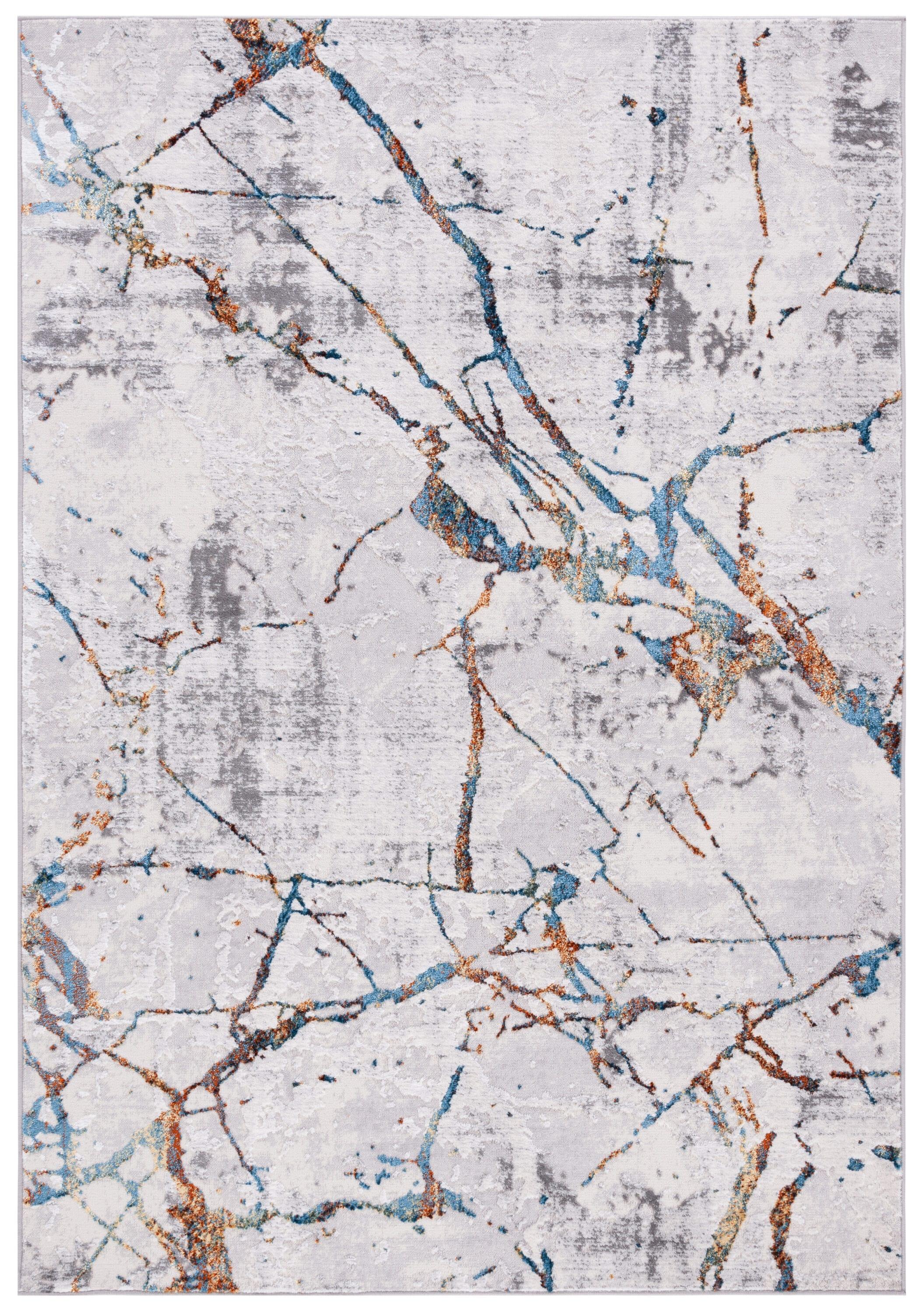 Amelia ALA293 Power Loomed Indoor Area Rug - Grey/Blue Gold - 4'5"x6'5" - Safavieh