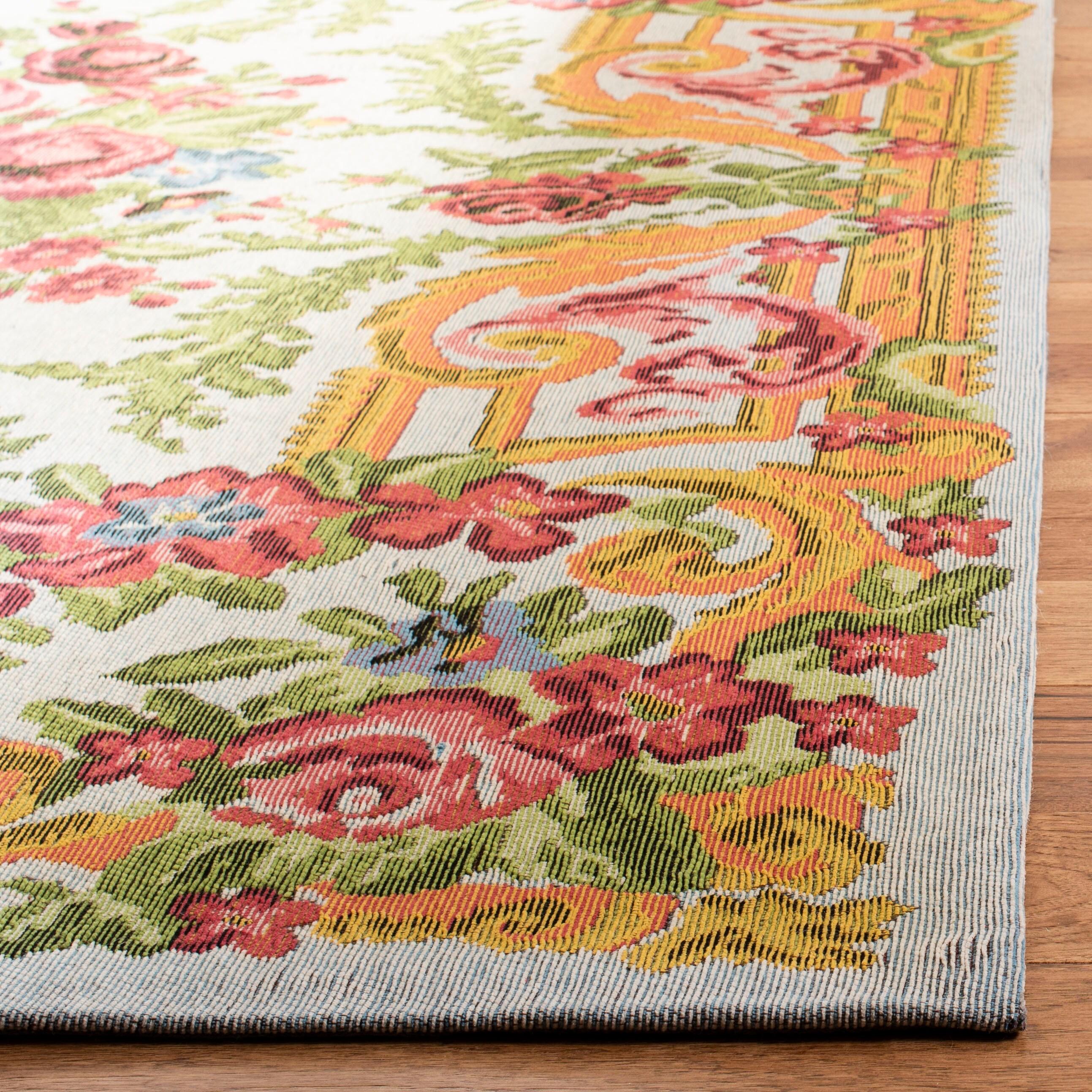 SAFAVIEH Classic Vintage Kyleigh Floral Polyester Area Rug, Ivory/Rose, 8' x 10'