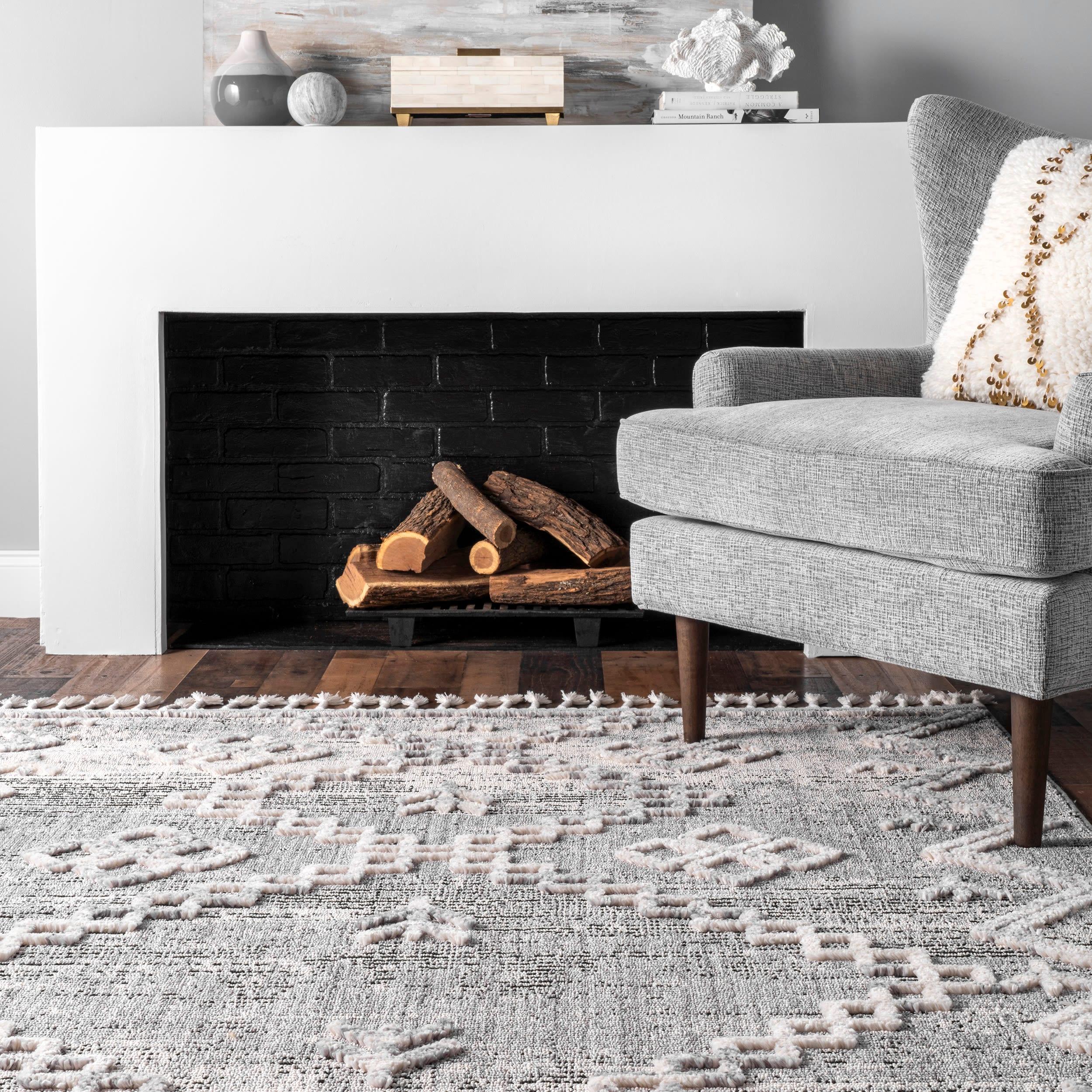 Nuloom Roxy Textured Diamond Tassel Indoor Area Rug, Gray, 3'x5'