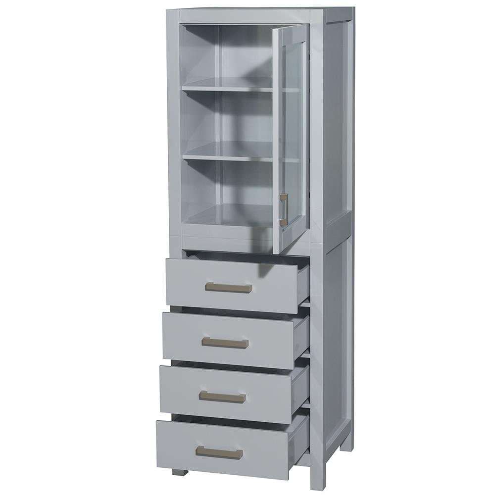 Wyndham Collection Sheffield Solid Wood Freestanding Linen Cabinet