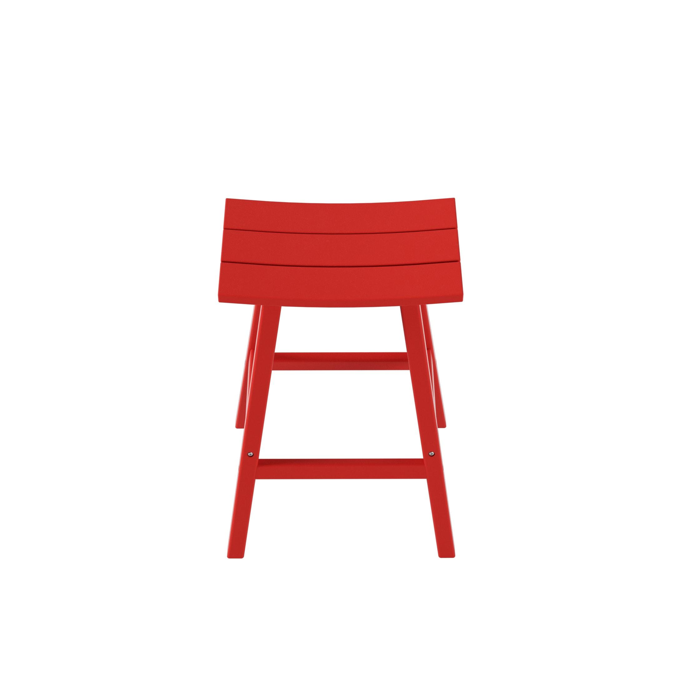 Polytrends  Laguna Hdpe All Weather Outdoor Patio 29" Saddle Seat Bar Stool Red Glam