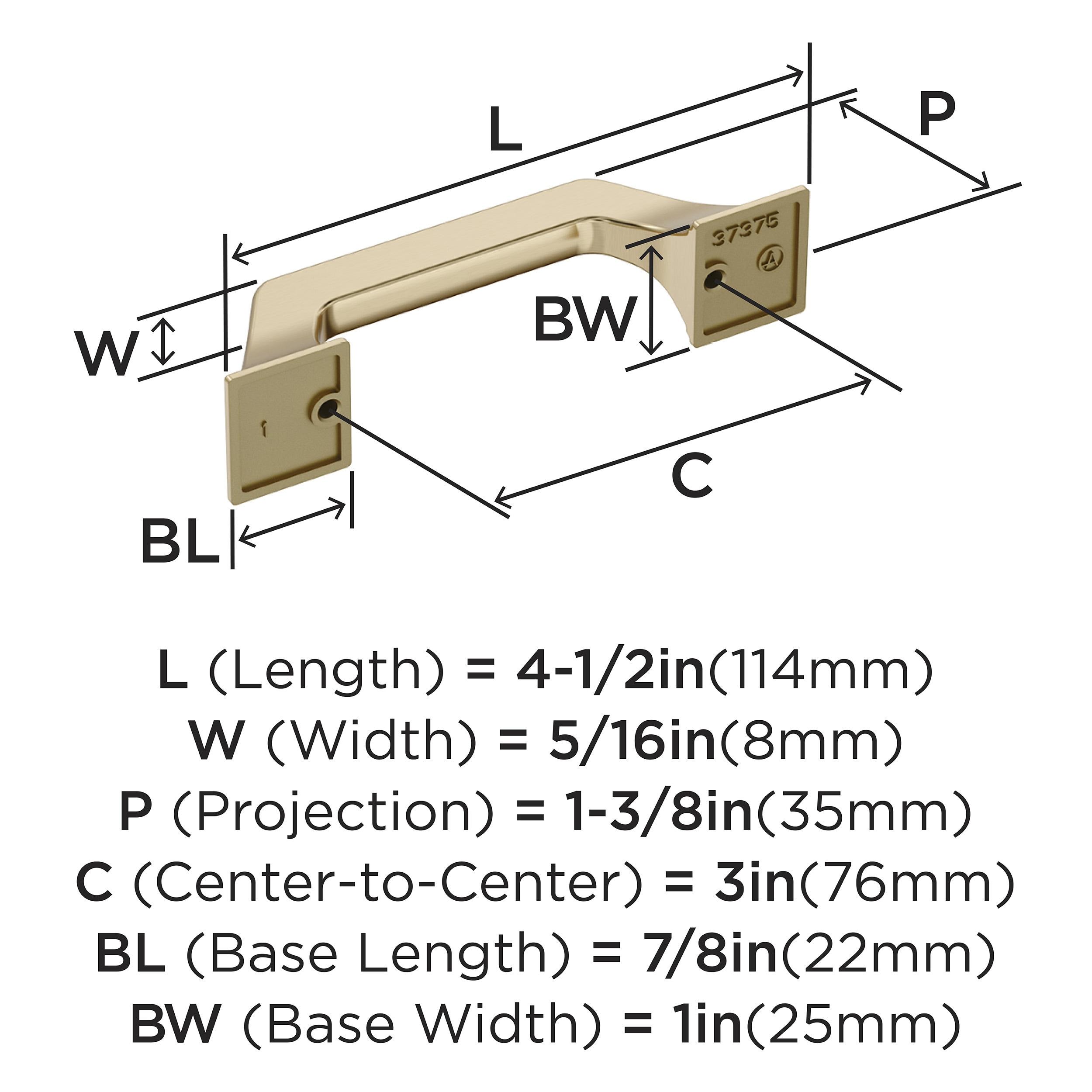 Amerock Exceed 3 inch (76mm) Center-to-Center Golden Champagne Cabinet Pull