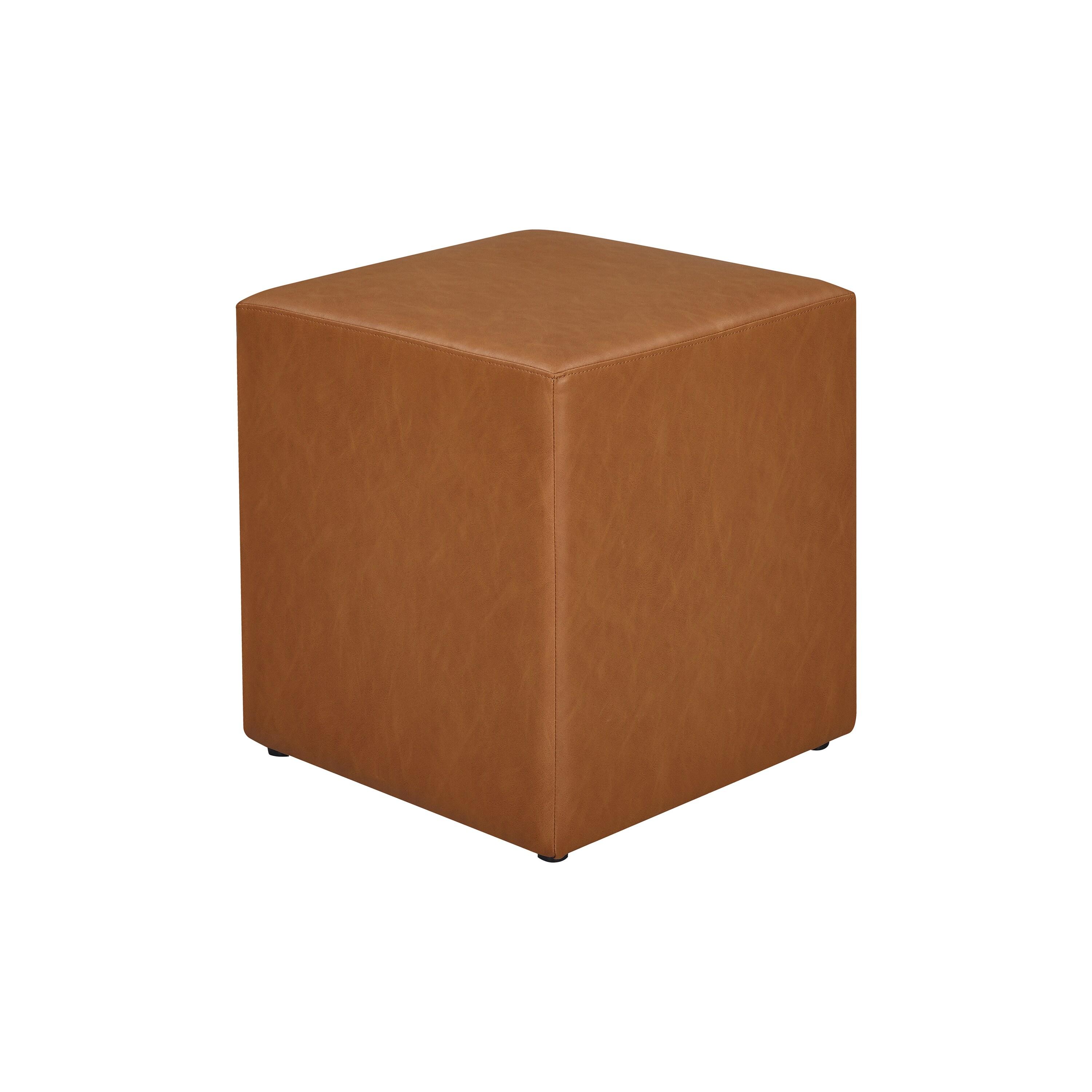 Daphne Ottoman Carmel - Lifestyle Solutions: Faux Leather Footstool, Transitional Bench, No Assembly Required