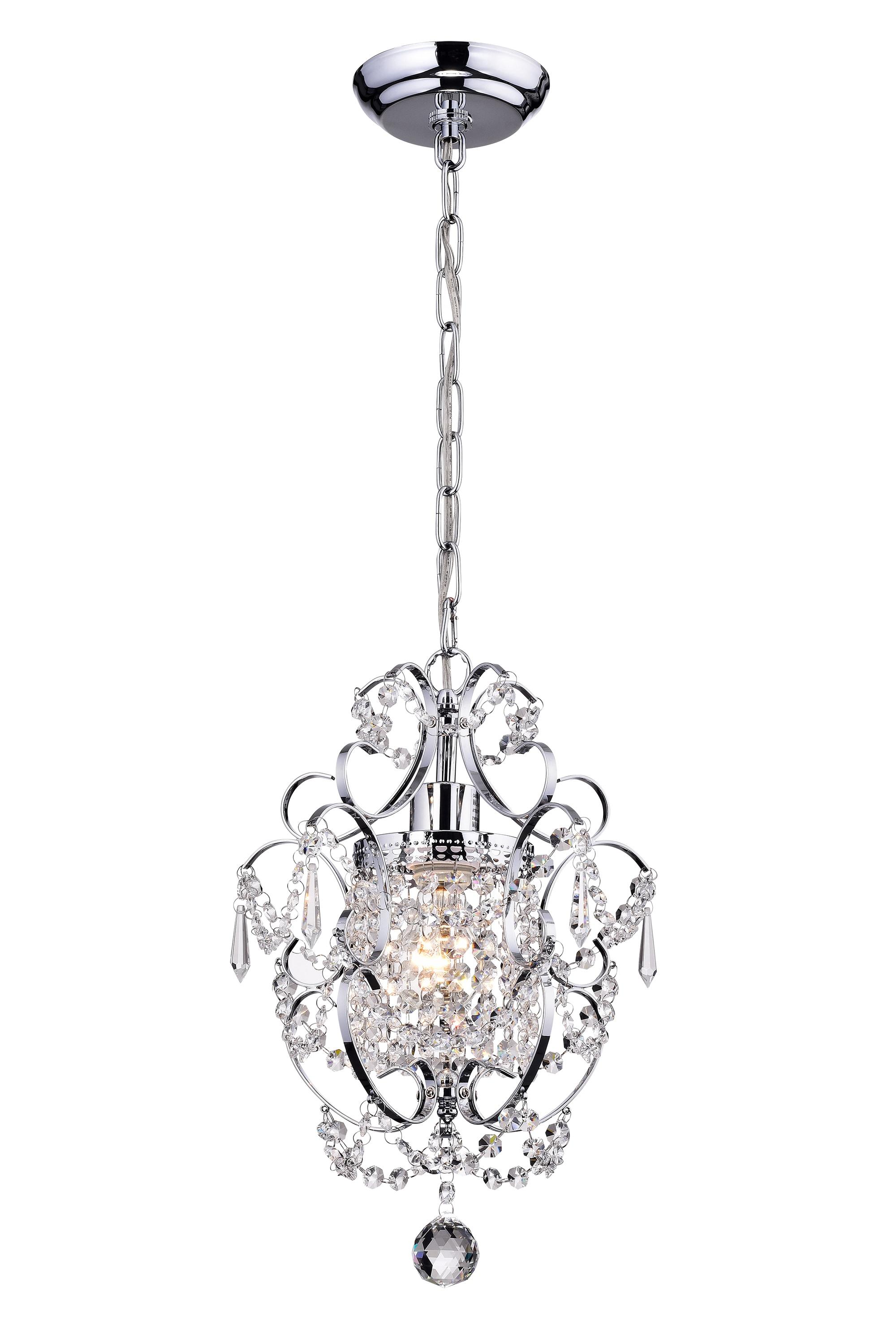 Edvivi Lighting Chrome Finish 1-Light Glam Mini Pendant with Crystal
