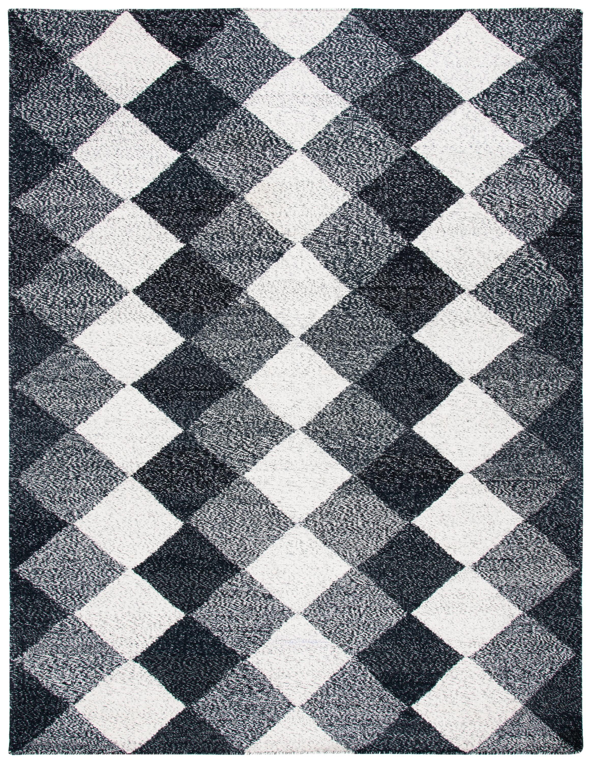 Kilim KLM152 Hand Woven Area Rug - Black/Ivory - 8'x10' - Safavieh.