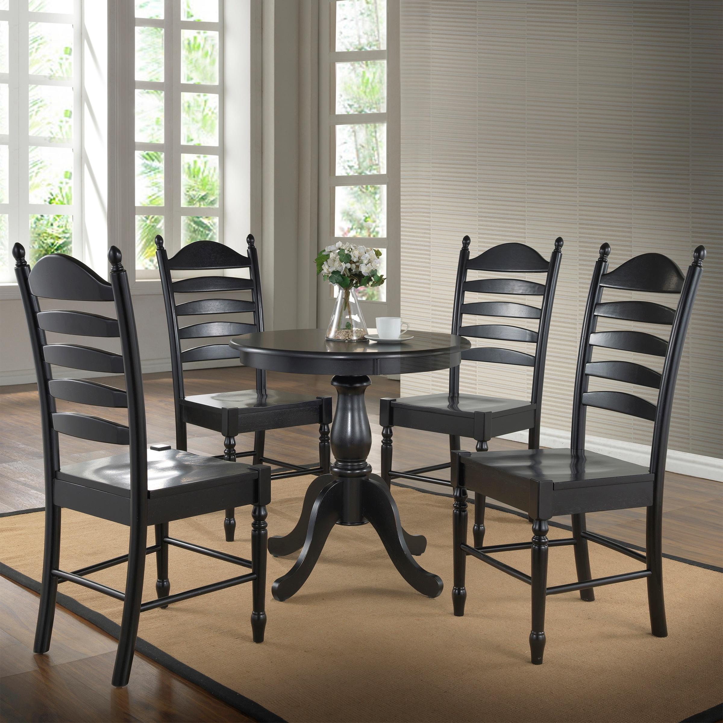 Carolina Living 30" Salem Round Pedestal Dining Table Black: Rubberwood, MDF, Non-Extension
