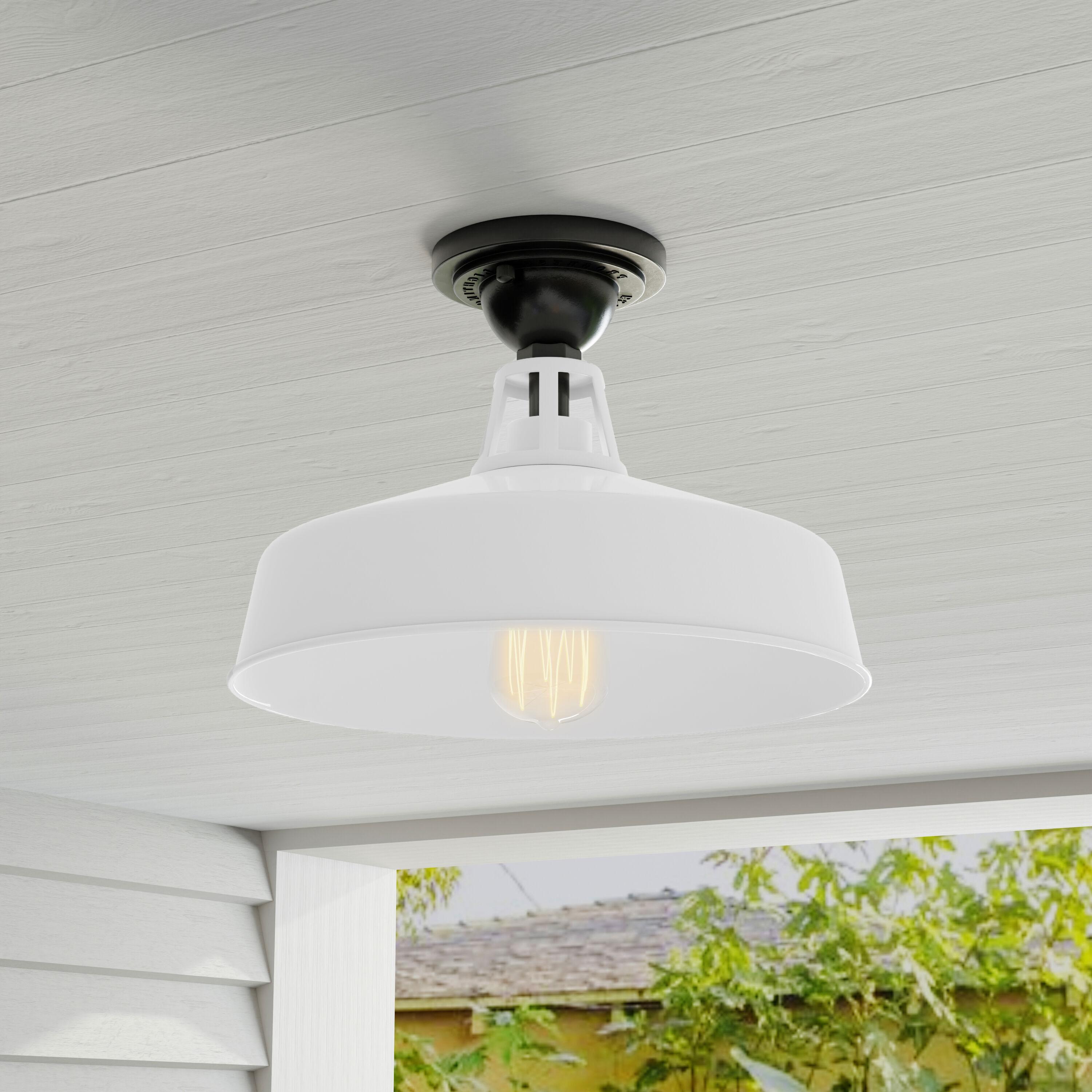 Progress Lighting Cedar Springs 1-Light Ceiling Light, White, Aluminum, Industrial-Style Shade