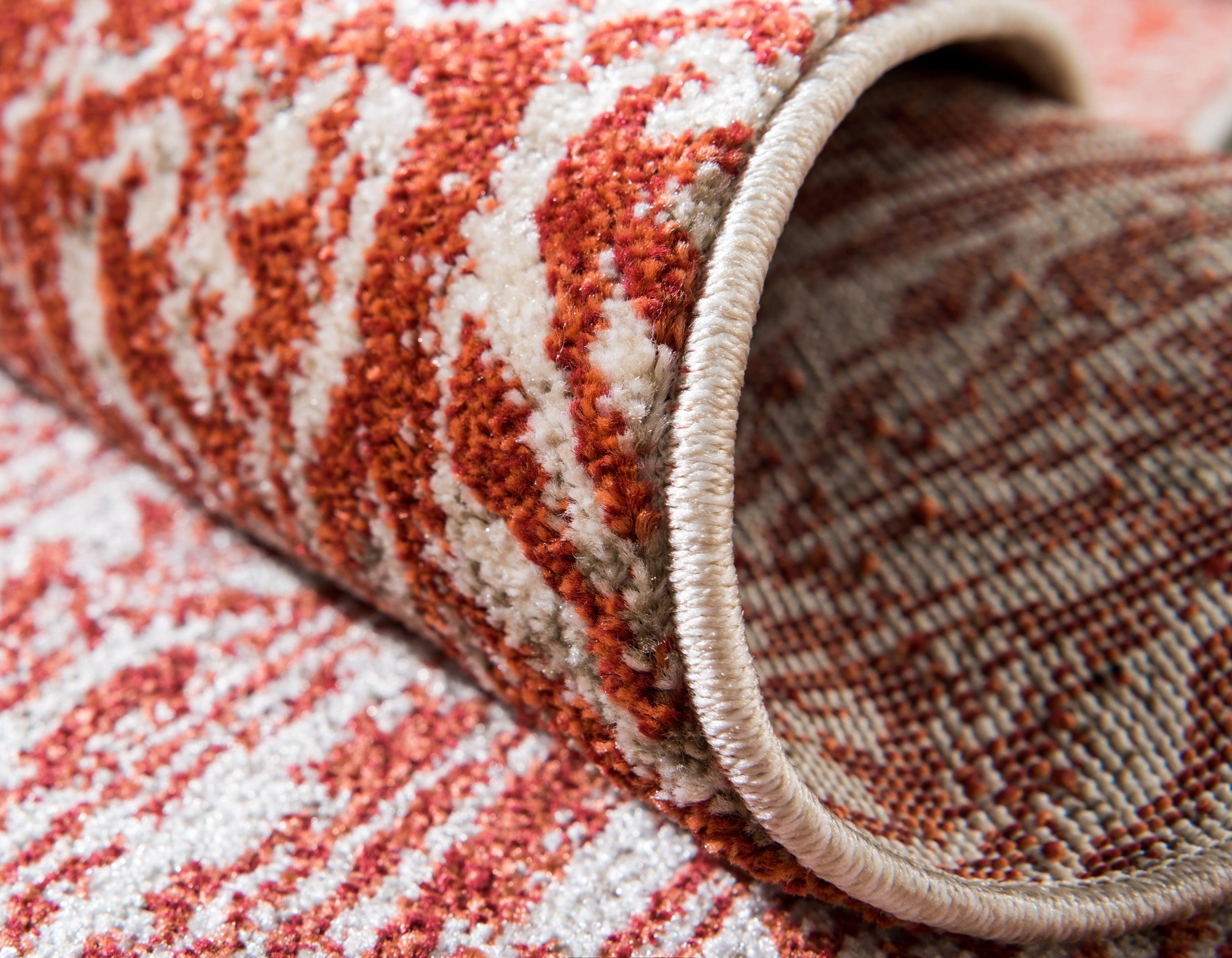 Unique Loom Del Mar Collection Area Rug - Jennifer (10' x 13' 1" Rectangle Red/Beige)