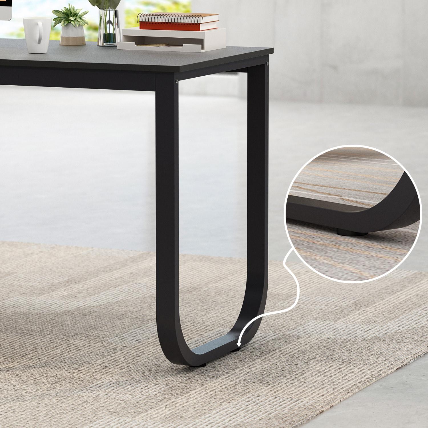 KULAGAGA L Shaped Computer Desk Corner Writing Workstation Table with Cabinet Drawer Storage for Home Office Study, Black