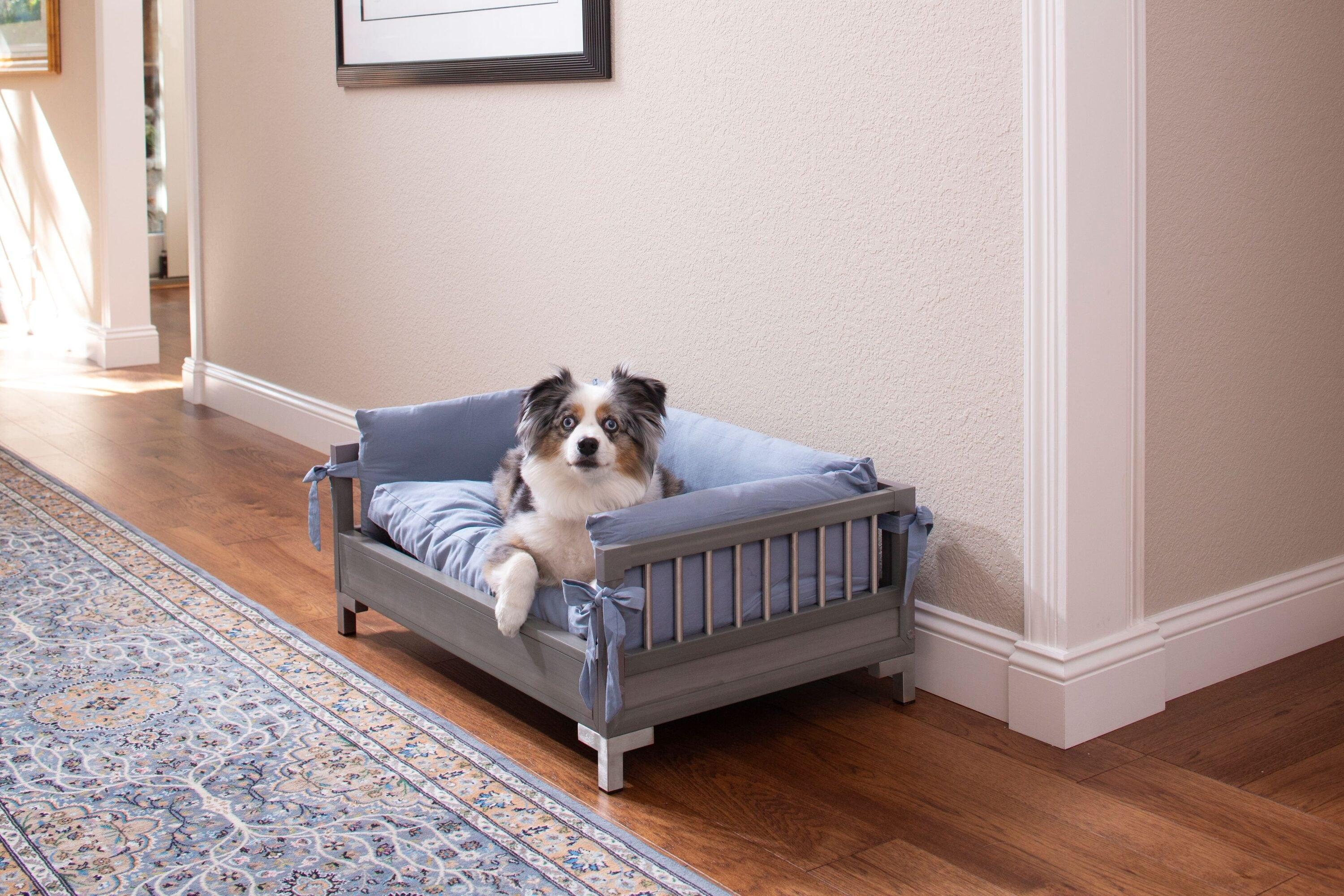 Large Gray Elevated Orthopedic Dog Bed with Foam Fill