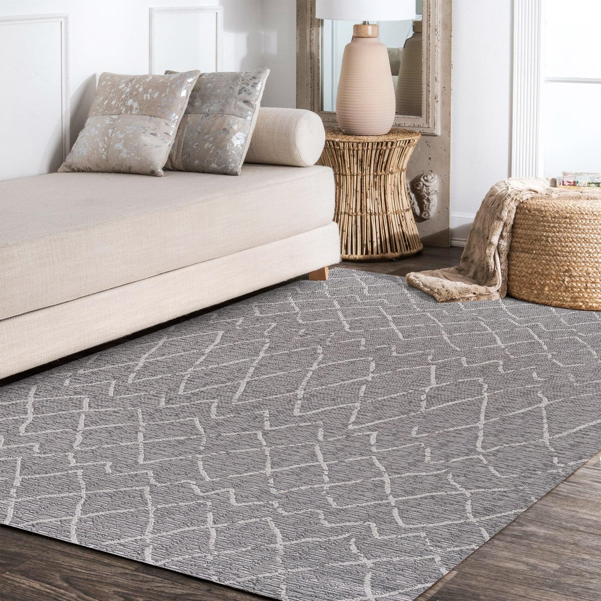8'x10' Madaba Moroccan Trellis Indoor/Outdoor Area Rug, Gray/Cream - JONATHAN Y