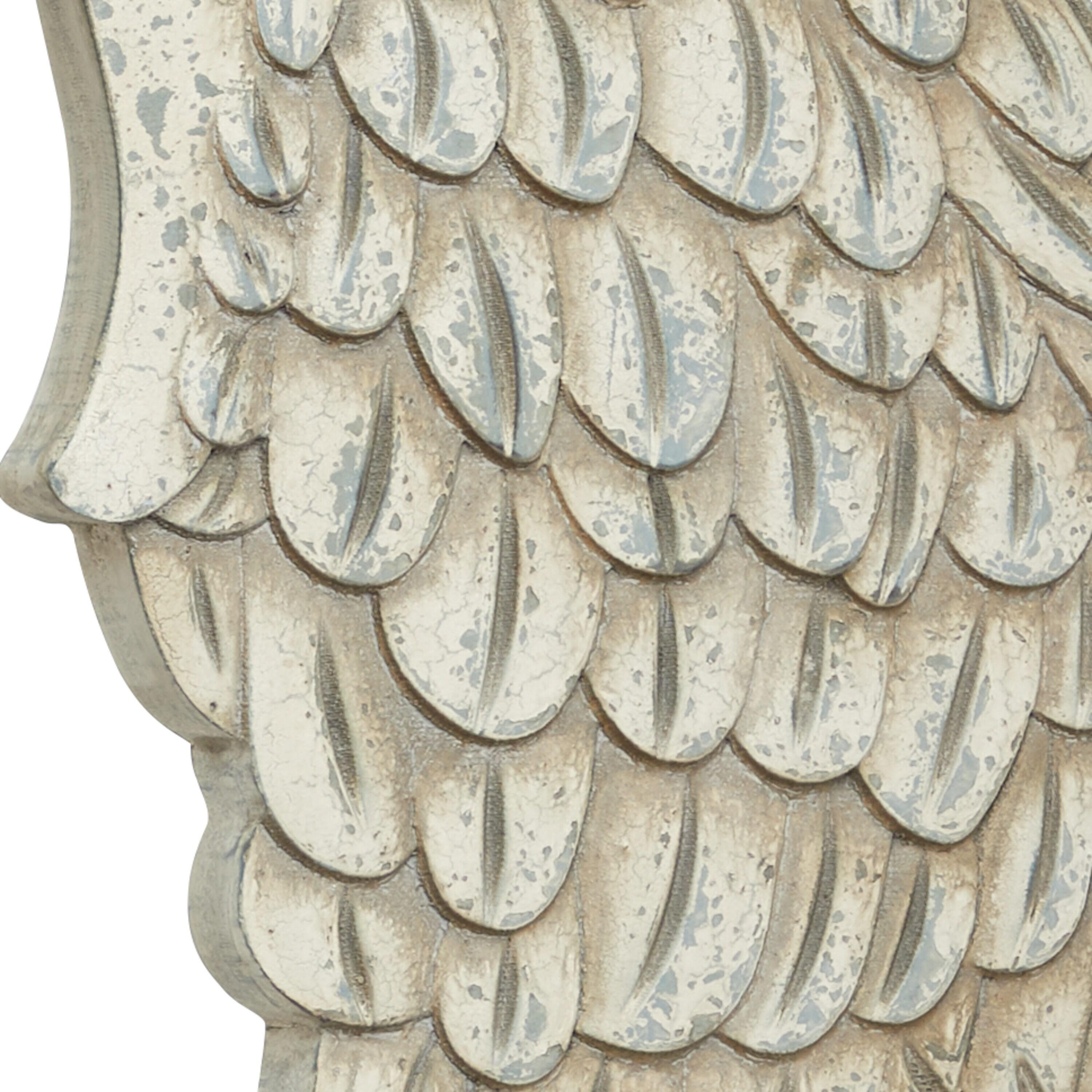 Wood Bird Carved Wings Wall Decor Set of 2 White - Olivia & May: MDF Vintage Style, Angel Relief Sculpture