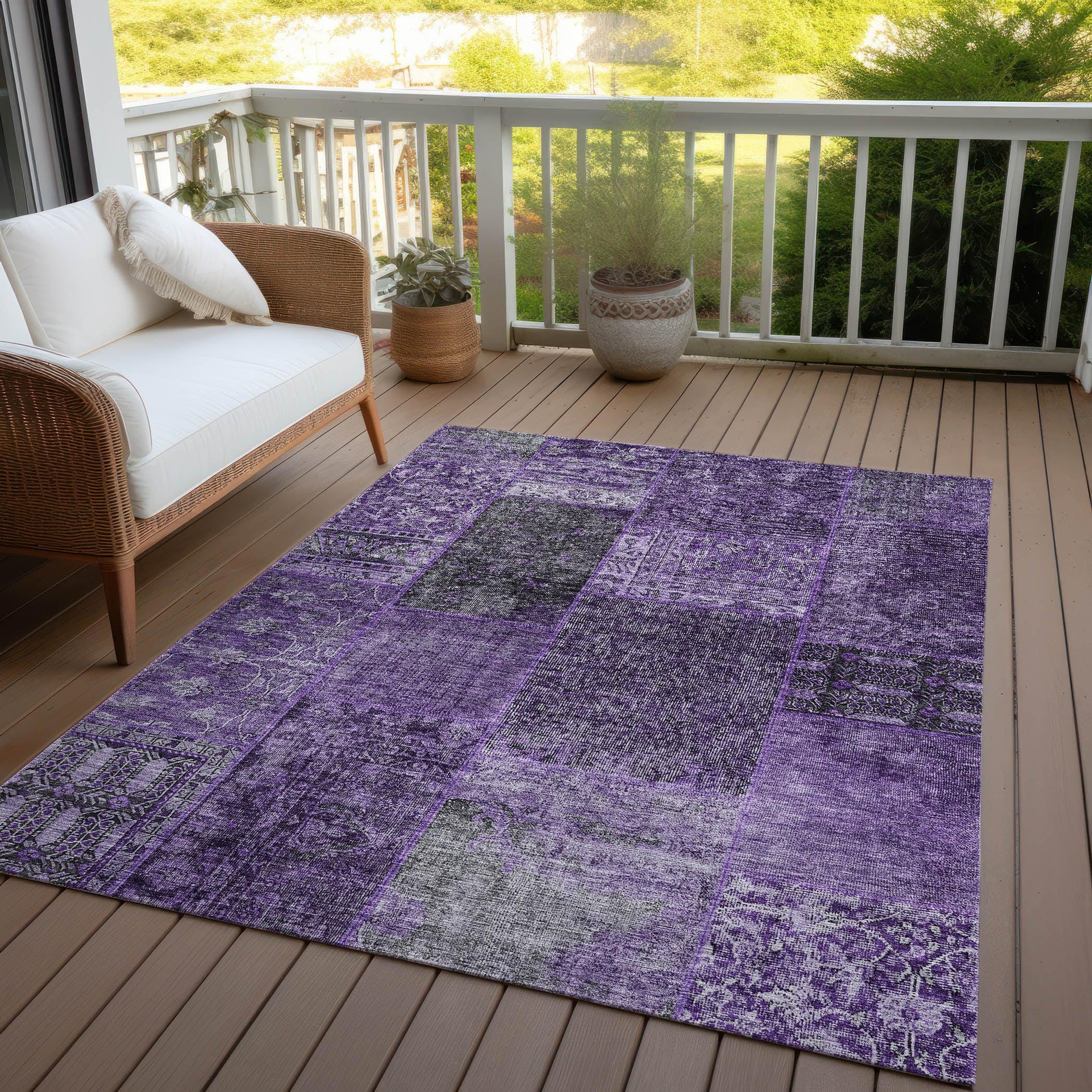 Eggplant Synthetic Flat Woven Reversible 5' x 7' Rug