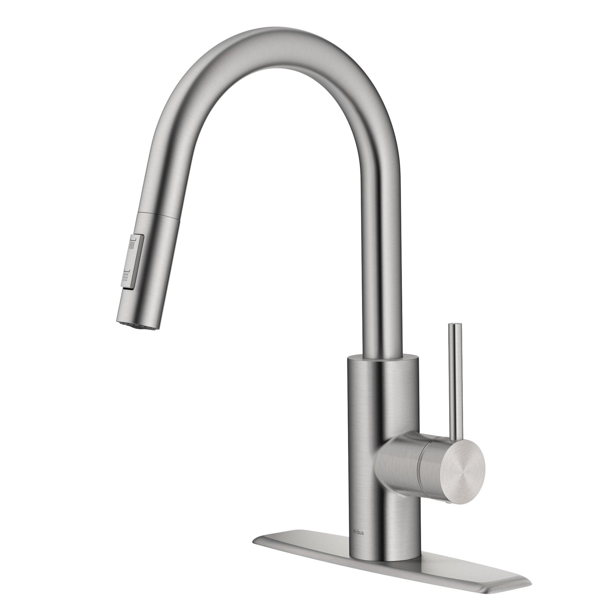 KRAUS Oletto Single Handle Pull Down Kitchen Faucet with QuickDock Top Mount Installation Assembly