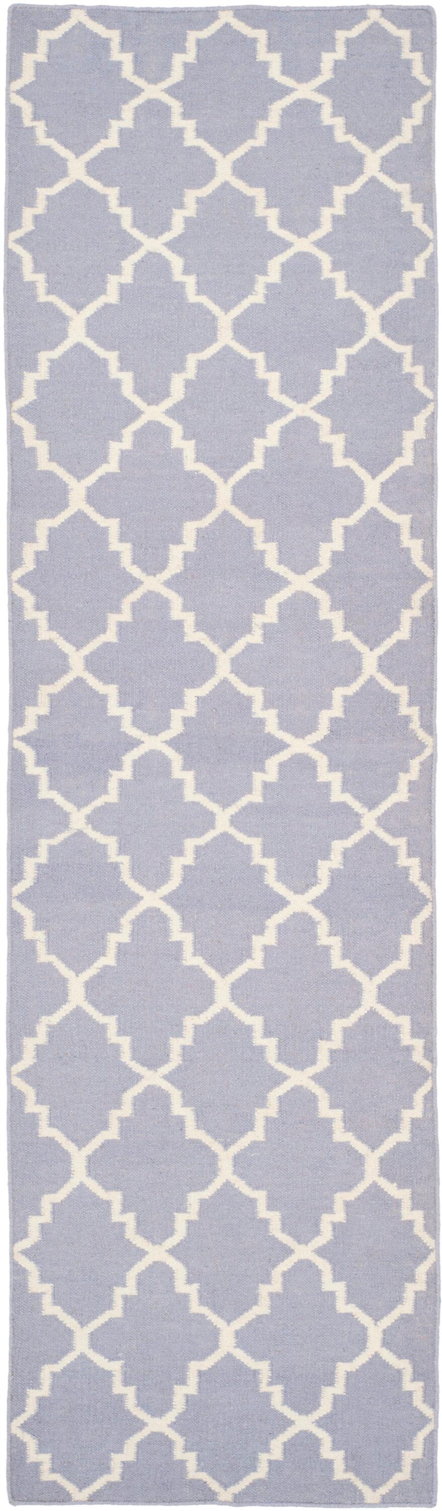 SAFAVIEH Dhurries Brad Geometric Runner Rug, Purple/Ivory, 2'6" x 8'