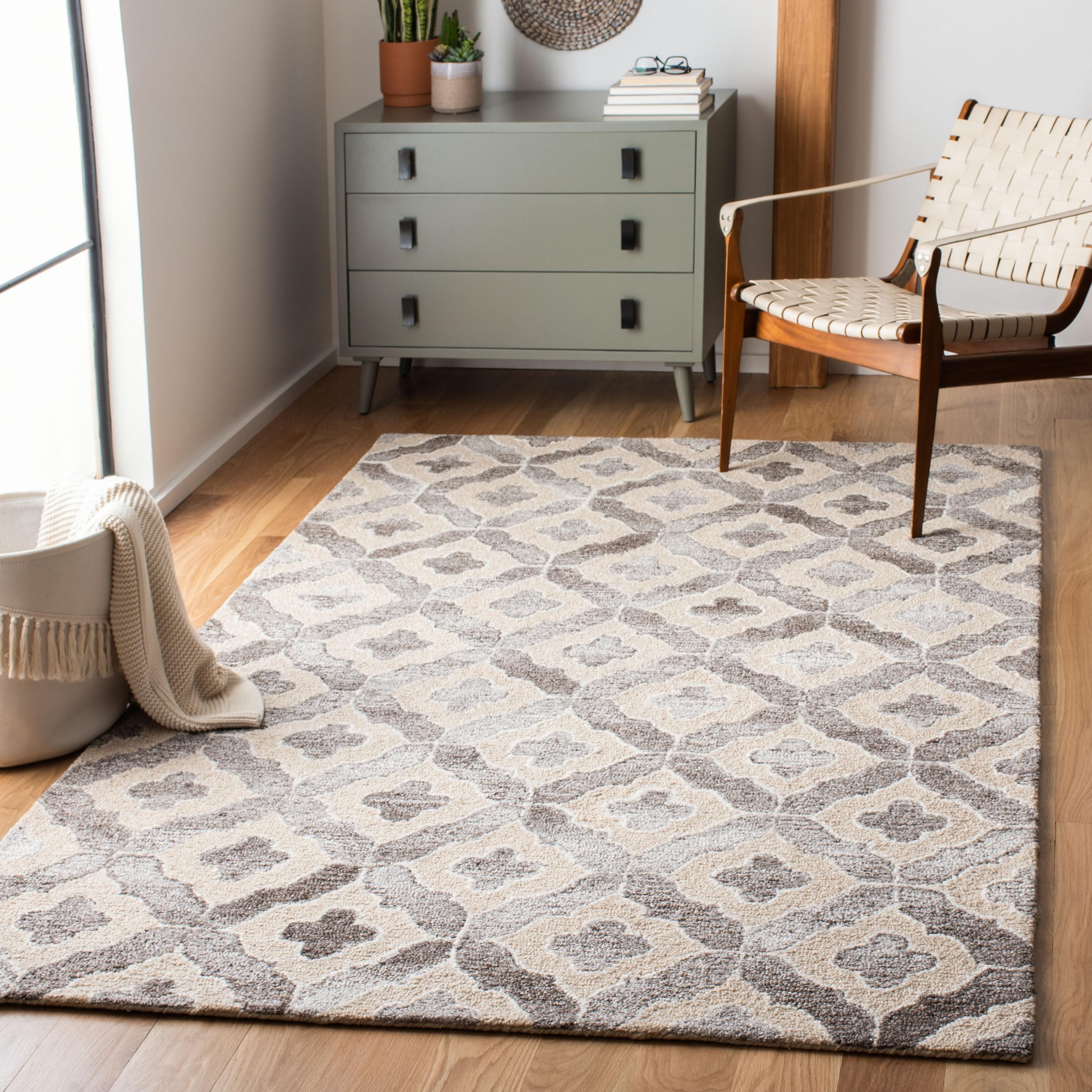 SAFAVIEH Abstract Harlow Geometric Trellis Area Rug, Beige/Grey, 8' x 10'