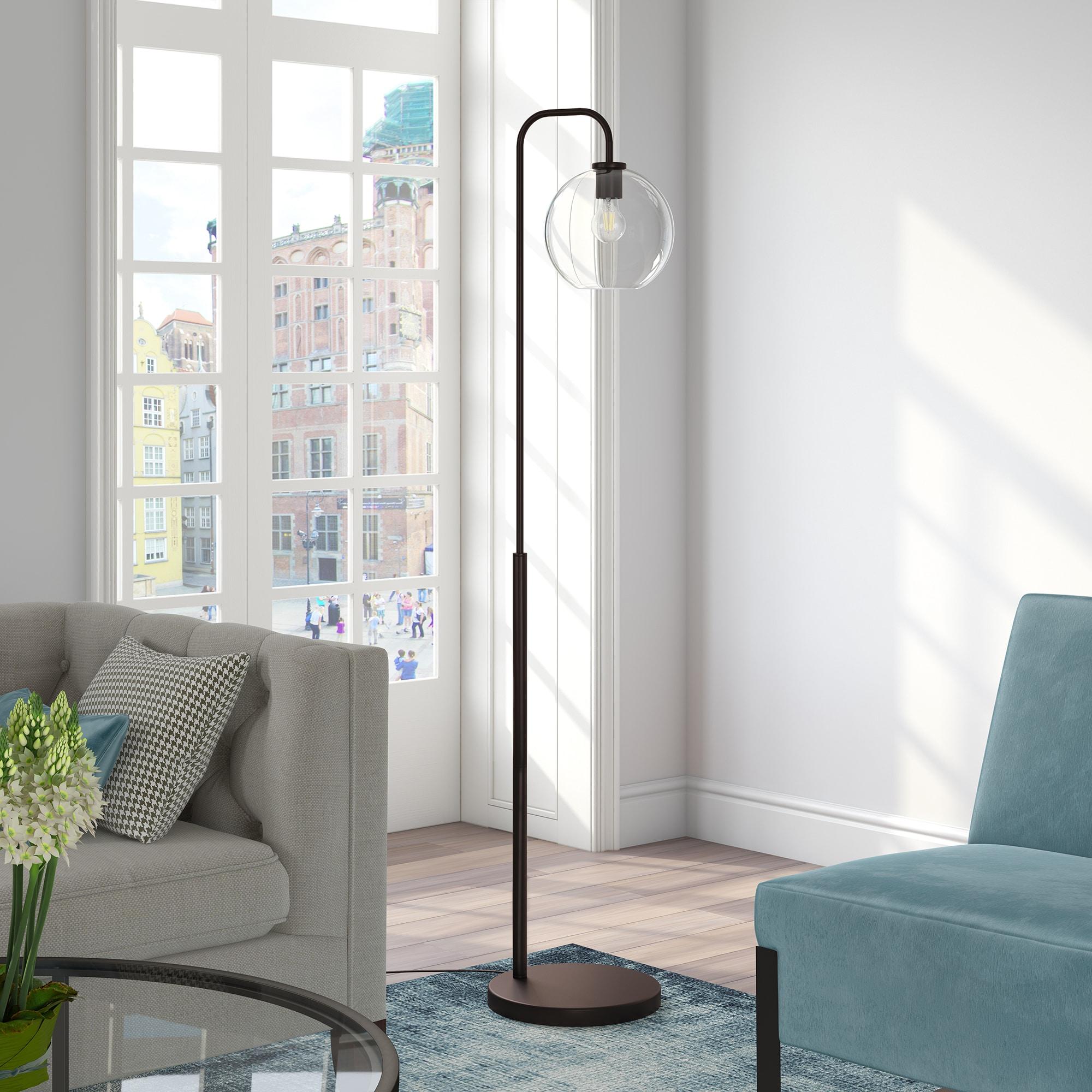 Henn&Hart 12" Blackened Bronze Metal/Glass Floor Lamp