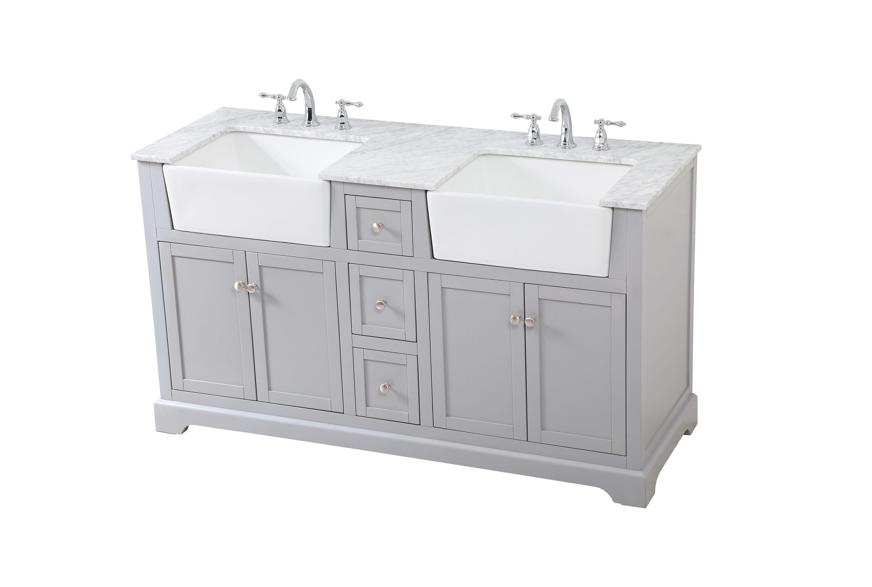 Elegant Decor Franklin 60" Aluminum MDF Double Bathroom Vanity in Gray