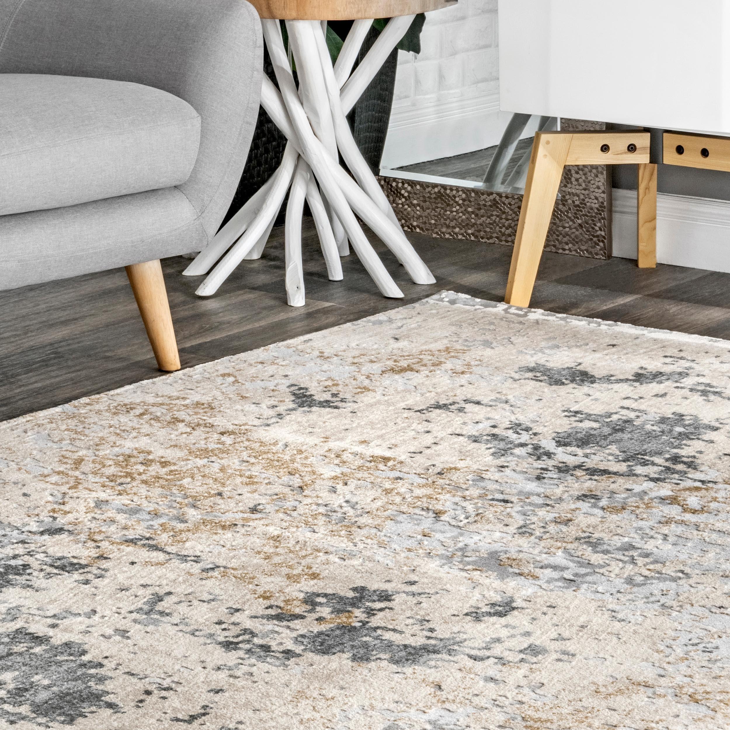 Nuloom Chastin Abstract 6 Square Indoor Area Rug for Living Room Bedroom Dining Room Kitchen, Beige/Grey